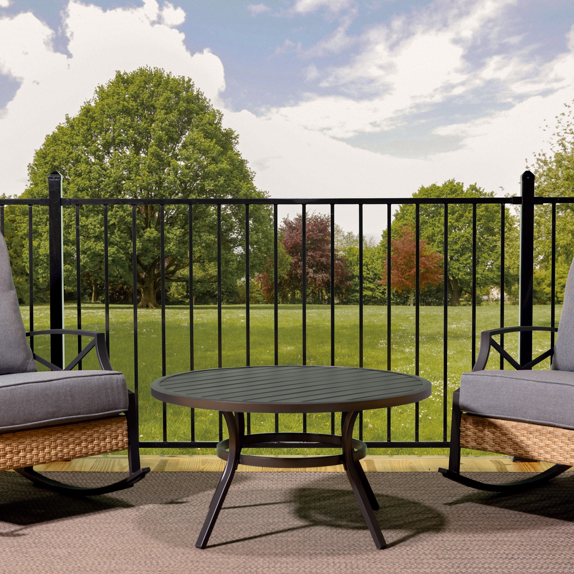 slide 5 of 6, Style Selections Pelham Bay Round Outdoor Coffee 36-in W x 36-in L, 1 ct