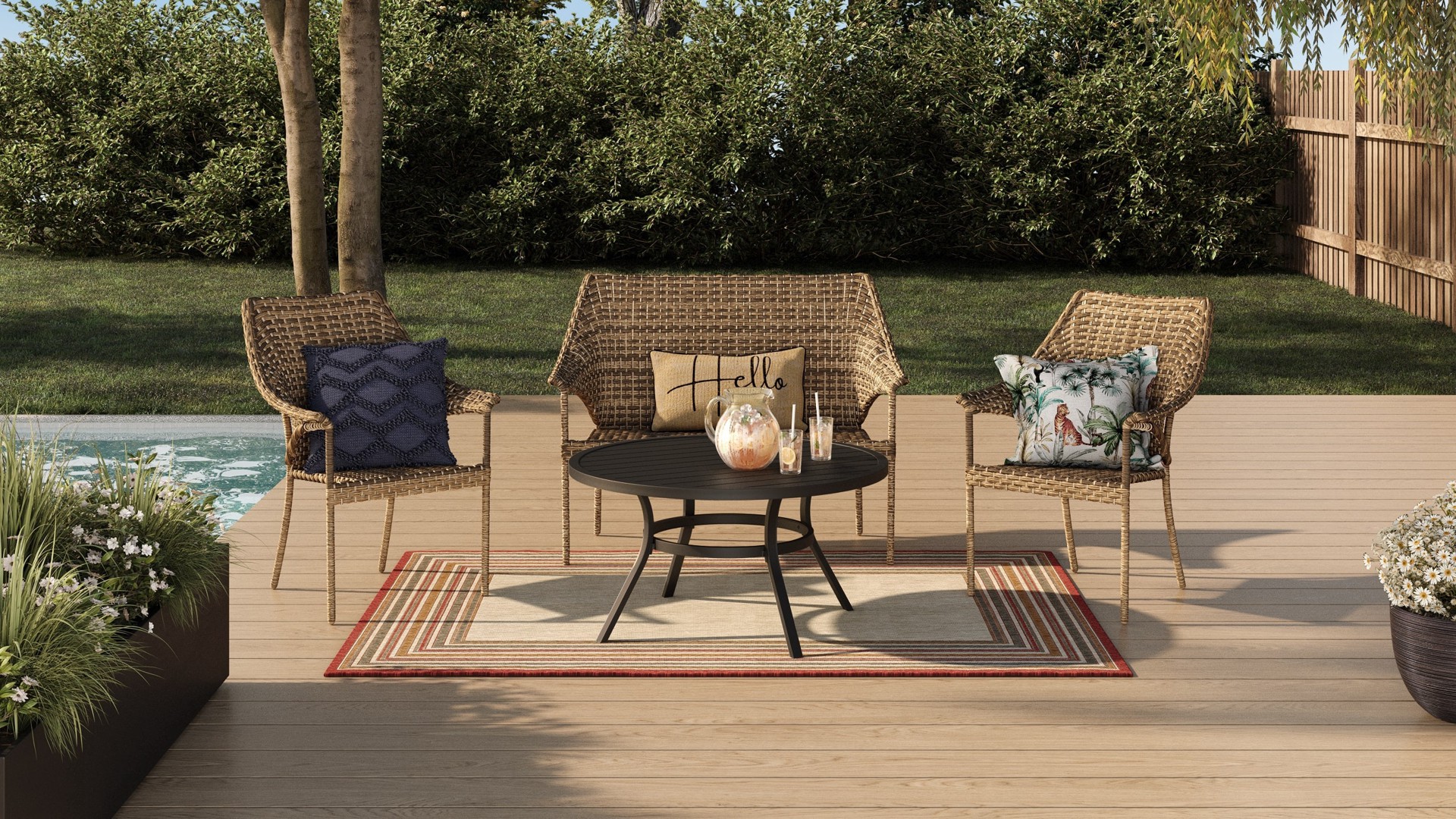slide 4 of 6, Style Selections Pelham Bay Round Outdoor Coffee 36-in W x 36-in L, 1 ct