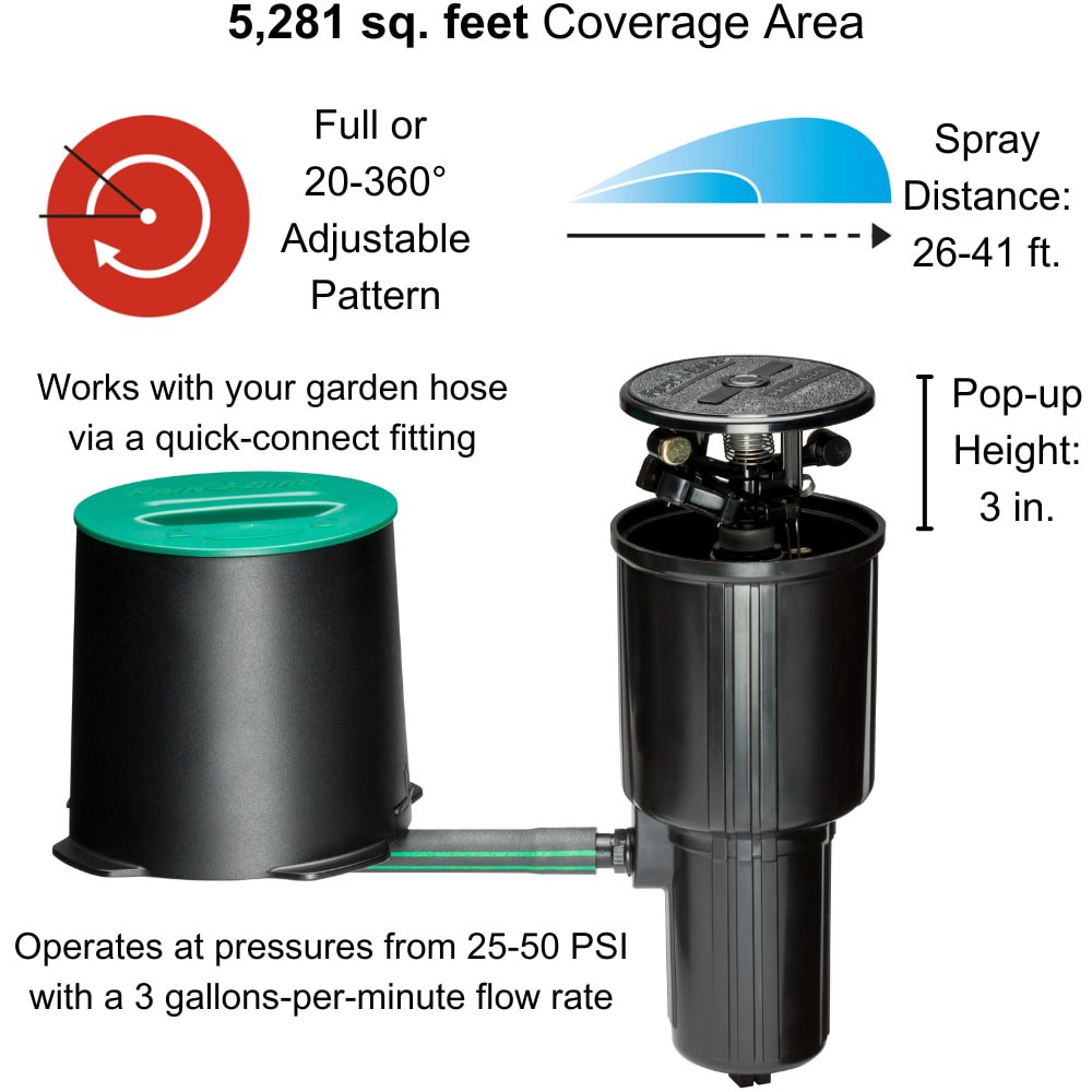 slide 4 of 6, Rain Bird Click-N-Go 5200-sq ft Rotating In-ground Lawn Sprinkler, 1 ct