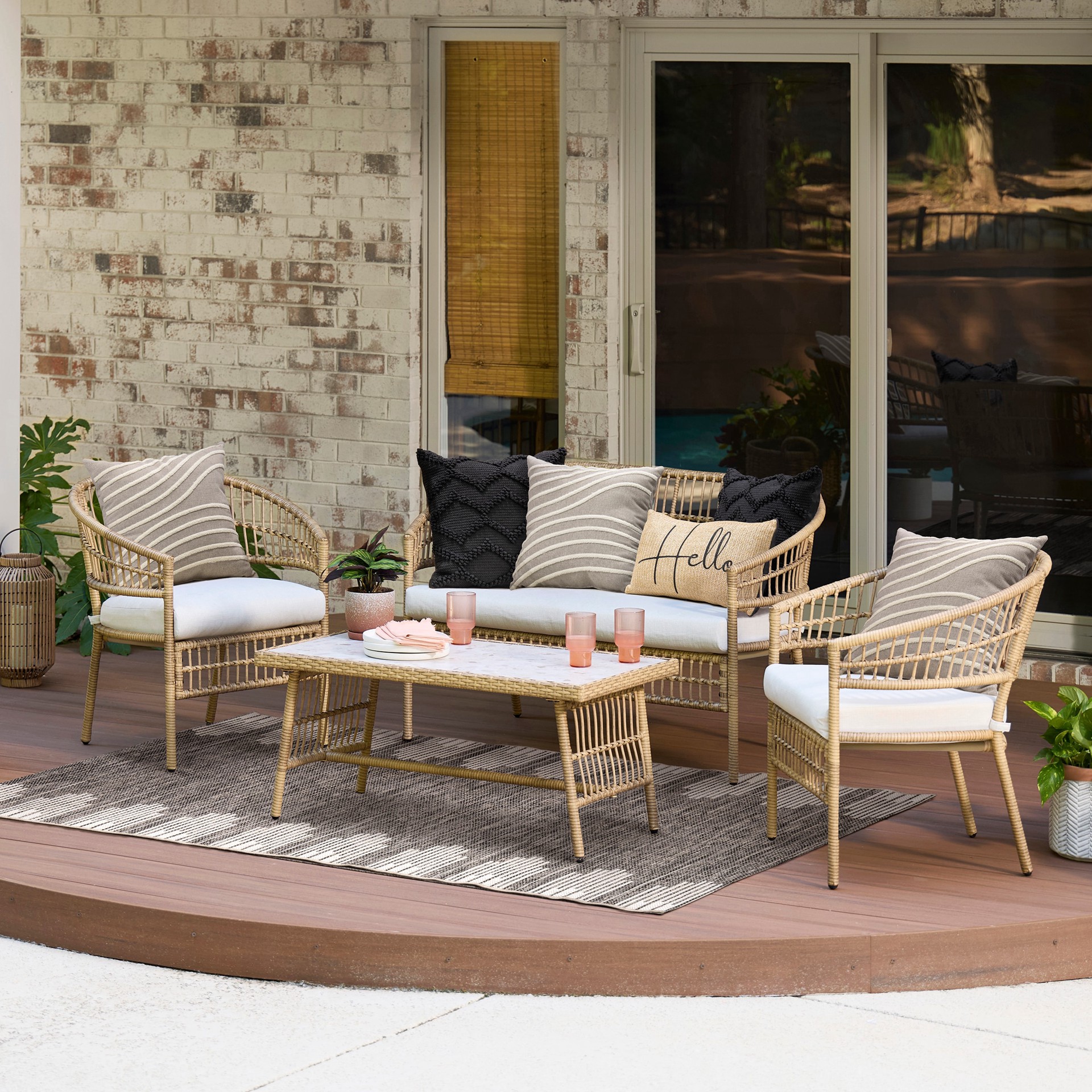 slide 3 of 6, Origin 21 Ripple Striped Neutral Square (no theme) Throw pillow, 1 ct