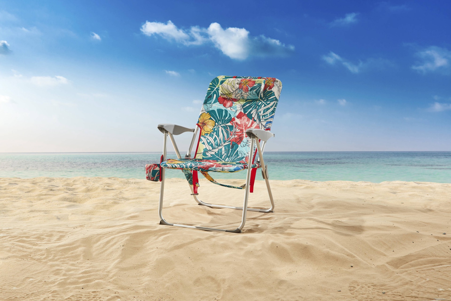 slide 2 of 6, Style Selections Polyester Tropical Print Folding Beach chair Adjustable and Carrying Strap/Handle Included, 1 ct