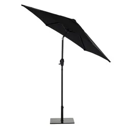 Style Selections 7.5-Feet Steel Black Push-button Tilt Market Patio Umbrella