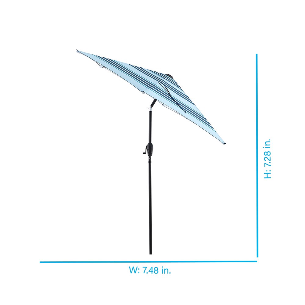 slide 4 of 6, Style Selections 7.5-ft Steel Blue Push-button Tilt Market Patio Umbrella, 1 ct