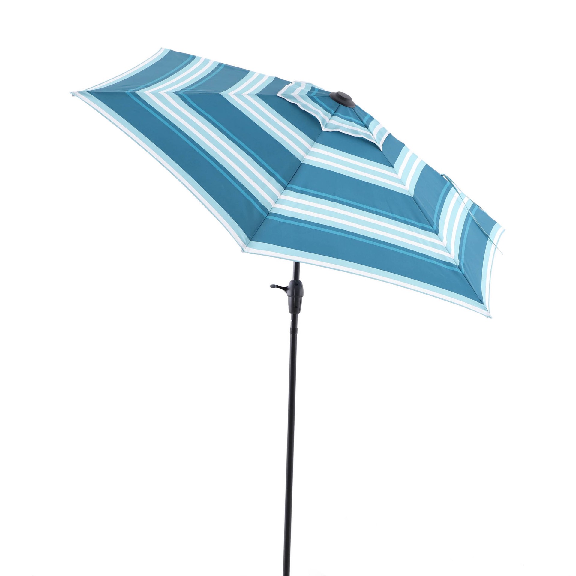 slide 5 of 6, Style Selections 7.5-ft Steel Blue Push-button Tilt Market Patio Umbrella, 1 ct