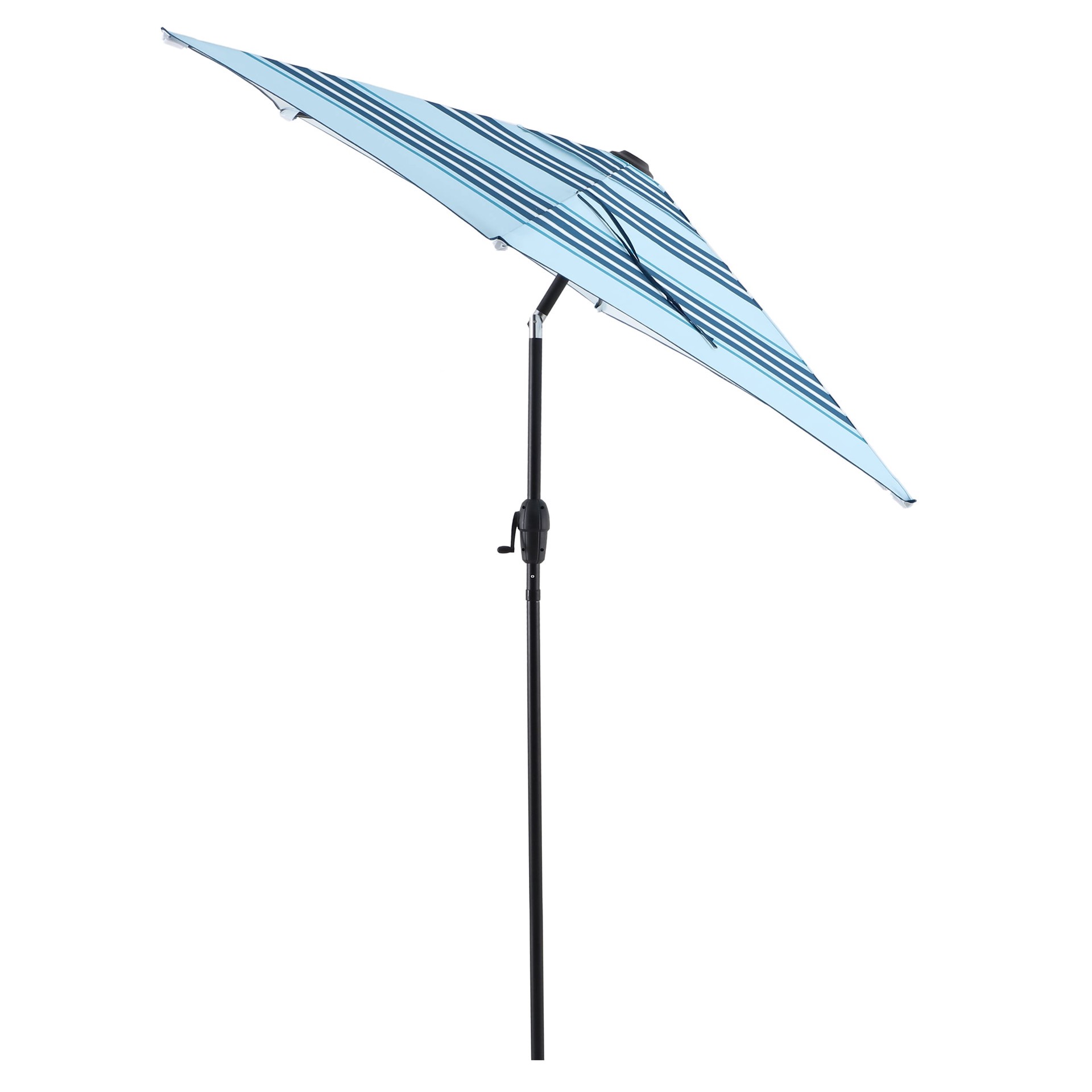 slide 1 of 6, Style Selections 7.5-ft Steel Blue Push-button Tilt Market Patio Umbrella, 1 ct