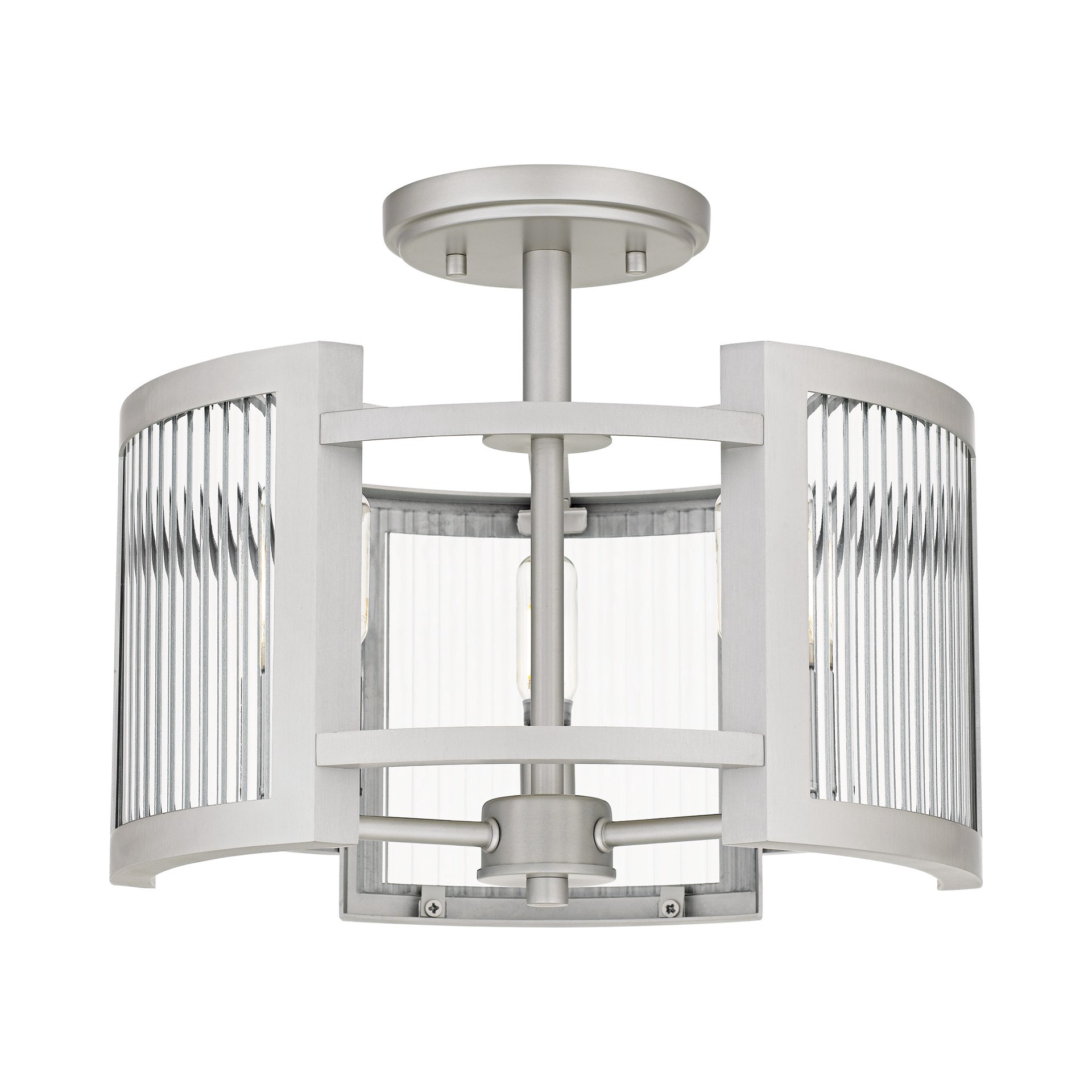 slide 3 of 6, Quoizel Lexon 3 -Light 13-in Brushed Nickel Semi Flush Mount Light, 1 ct