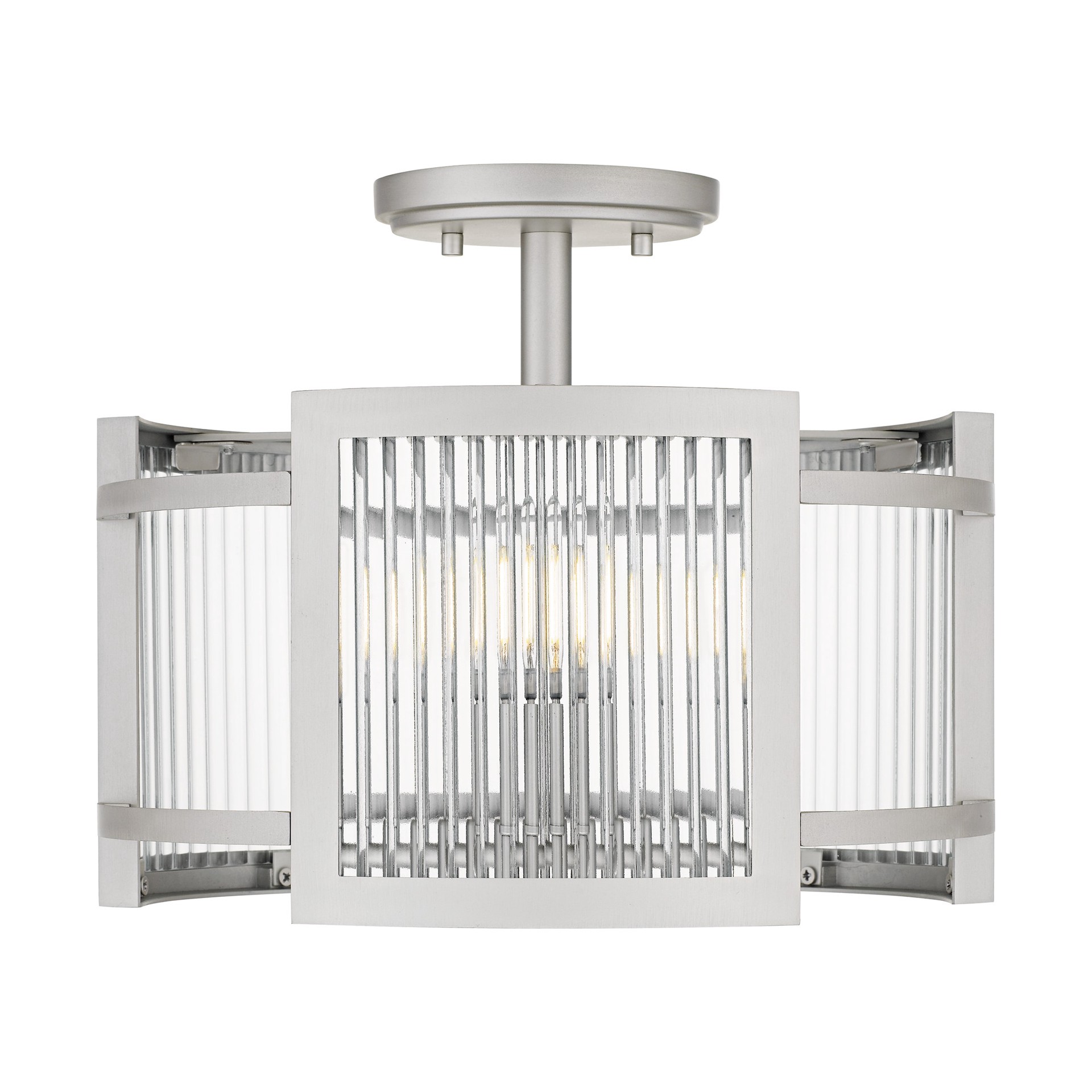 slide 4 of 6, Quoizel Lexon 3 -Light 13-in Brushed Nickel Semi Flush Mount Light, 1 ct