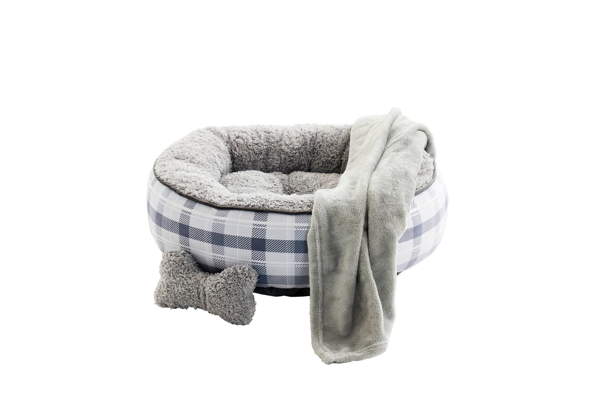 slide 4 of 6, Style Selections Round Gray Polyester Bolster ( Medium ), 1 ct