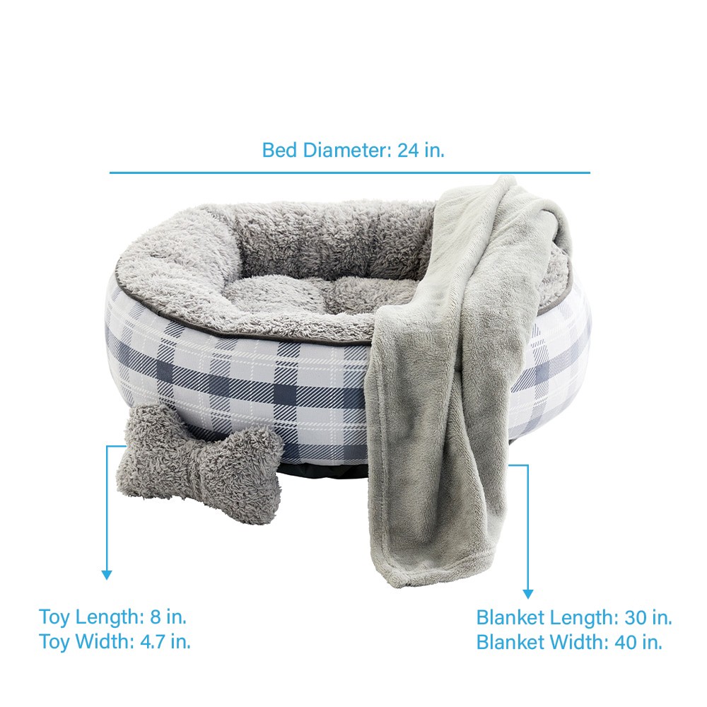 slide 3 of 6, Style Selections Round Gray Polyester Bolster ( Medium ), 1 ct