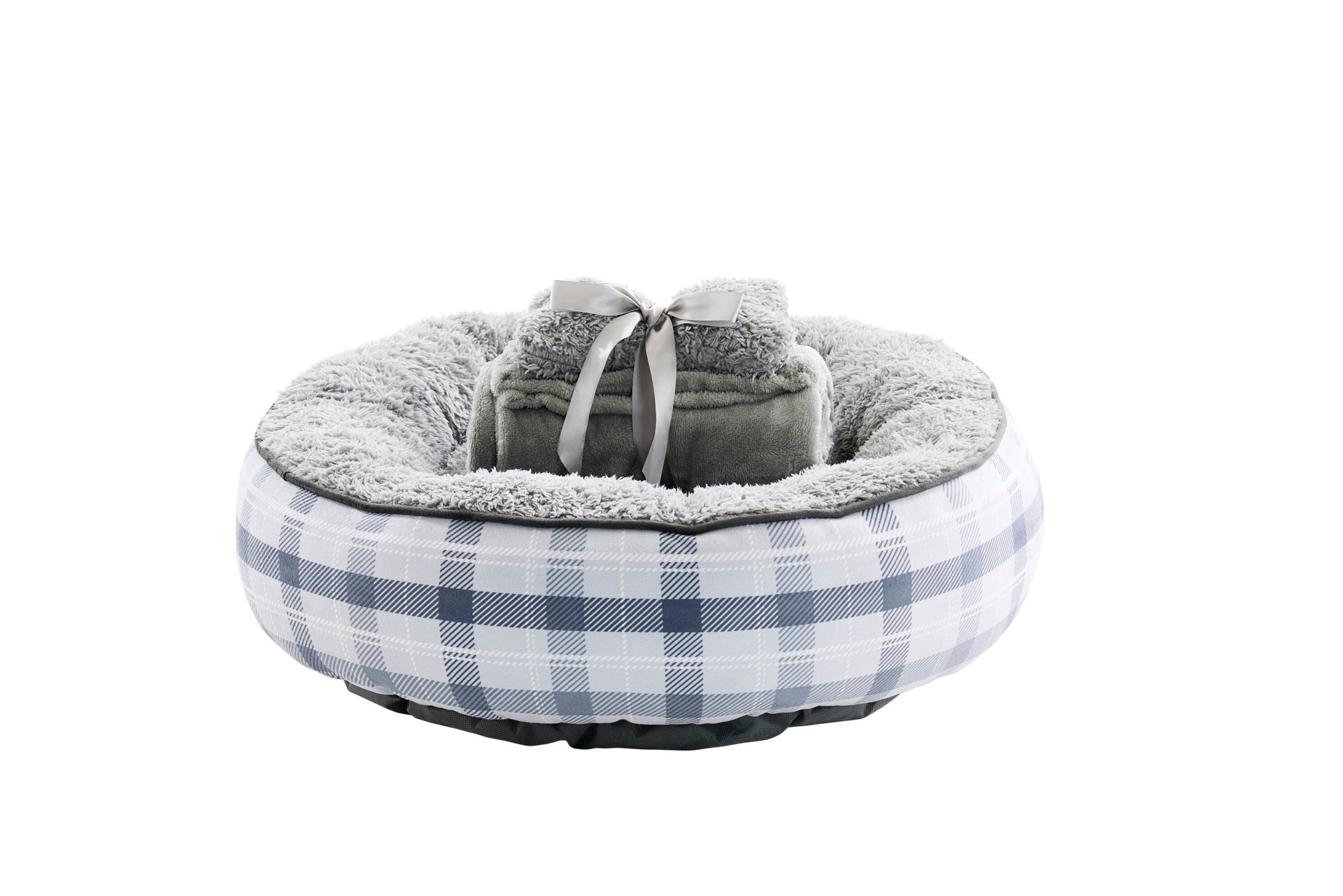 slide 1 of 6, Style Selections Round Gray Polyester Bolster ( Medium ), 1 ct