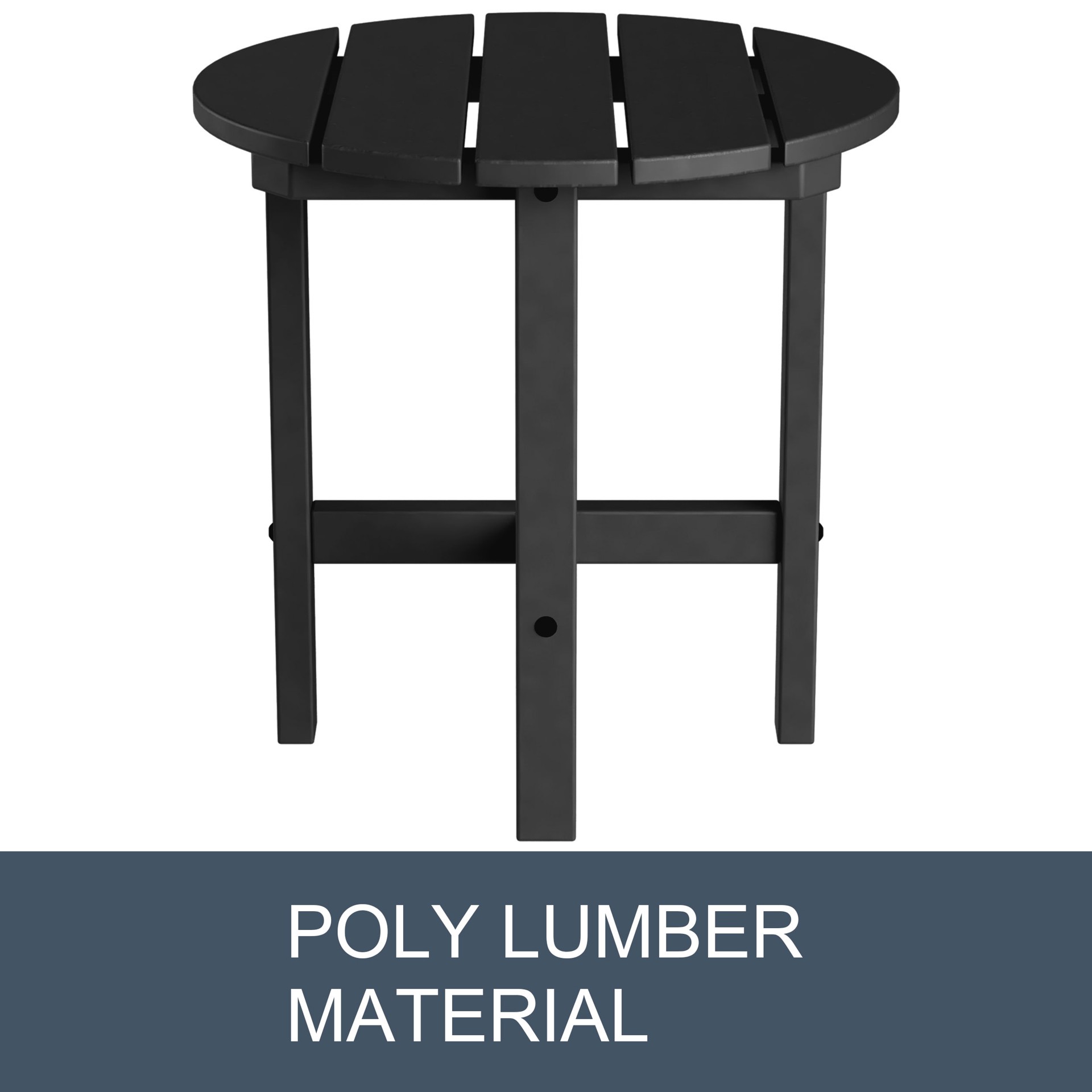 slide 6 of 6, Style Selections Black HDPE Round Outdoor End Table 18-in W x 18-in L, 1 ct