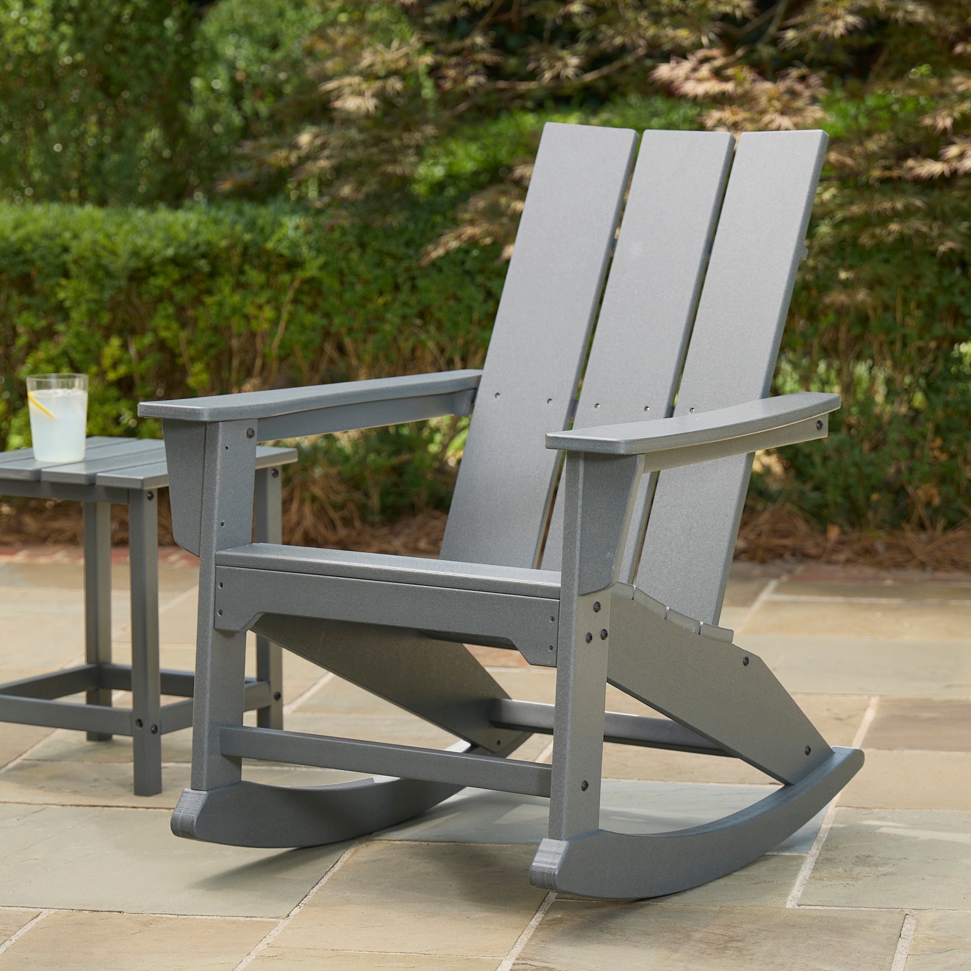slide 3 of 6, Style Selections Gray HDPE Frame Adirondack Chair with Slat Seat, 1 ct