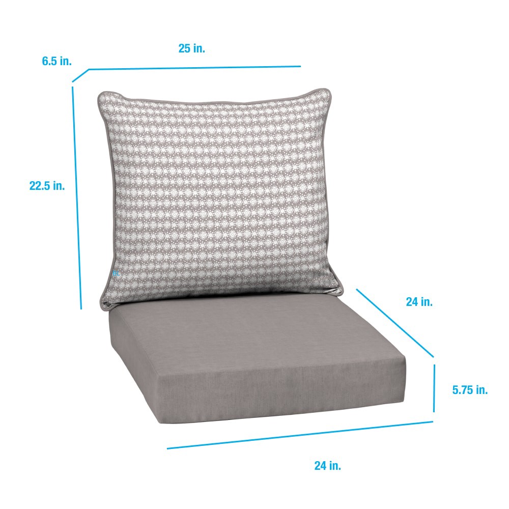 slide 3 of 6, Style Selections 24-in x 24-in Galena Block Print Deep seat patio chair cushion, 1 ct
