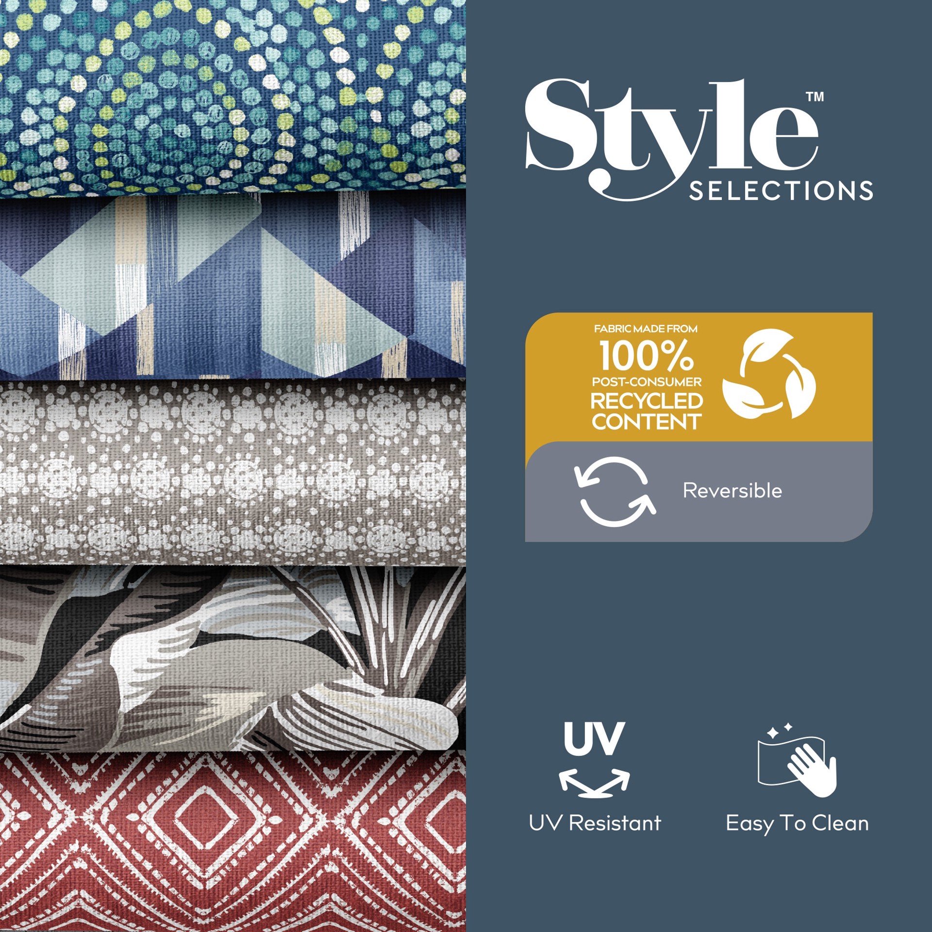 slide 5 of 6, Style Selections 24-in x 24-in Galena Block Print Deep seat patio chair cushion, 1 ct