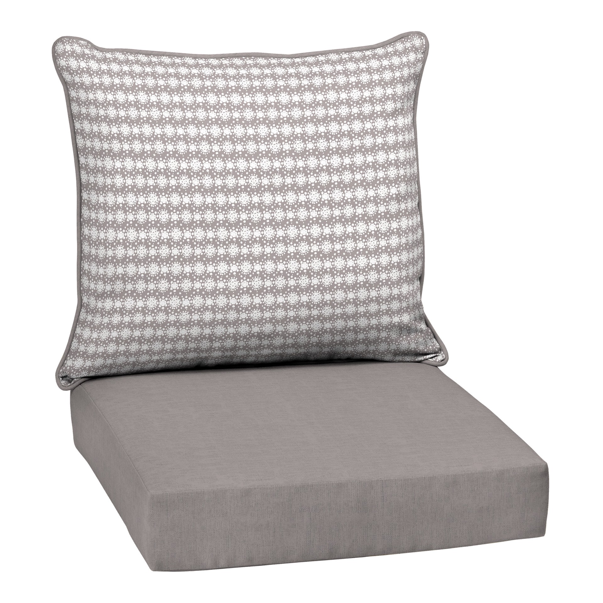 slide 1 of 6, Style Selections 24-in x 24-in Galena Block Print Deep seat patio chair cushion, 1 ct