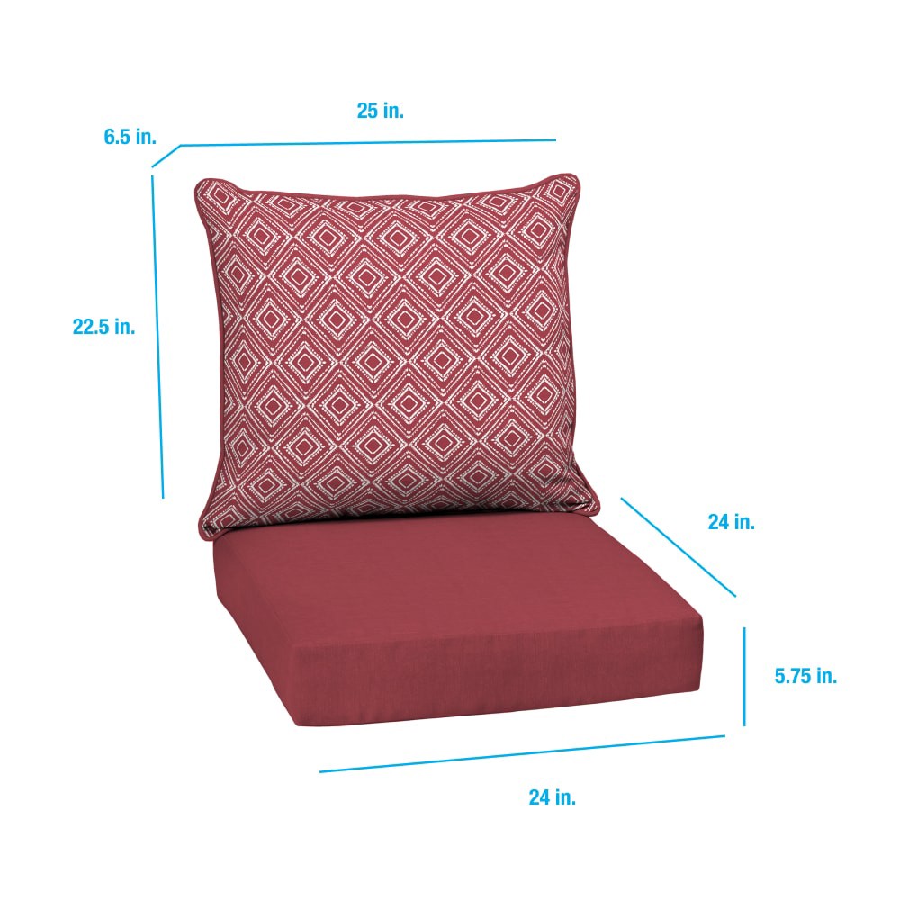 slide 3 of 6, Style Selections 24-in x 24-in Samaria Geo Diamond Deep seat patio chair cushion, 1 ct