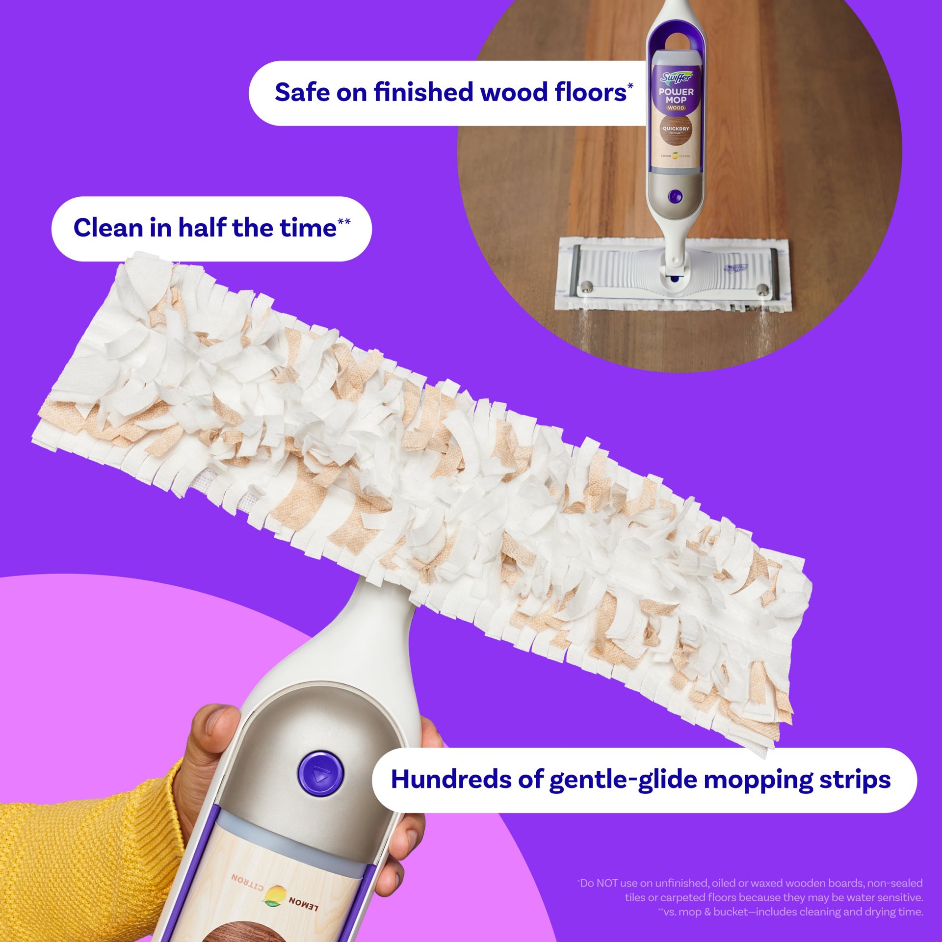 slide 2 of 6, Swiffer Power Mop WOOD Cellulose fiber/polypropylene Refill 8 -Pack, 1 ct