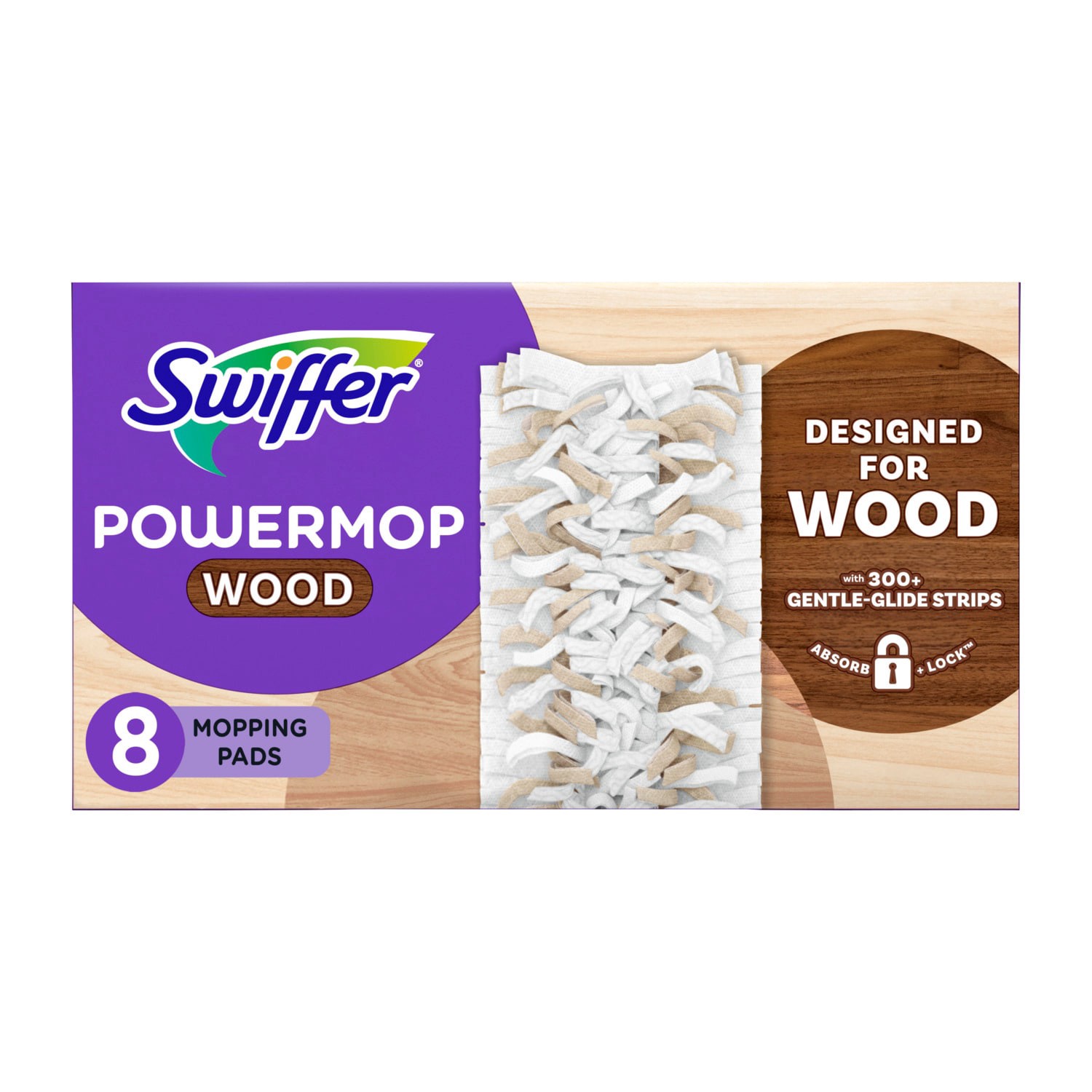 slide 1 of 6, Swiffer Power Mop WOOD Cellulose fiber/polypropylene Refill 8 -Pack, 1 ct