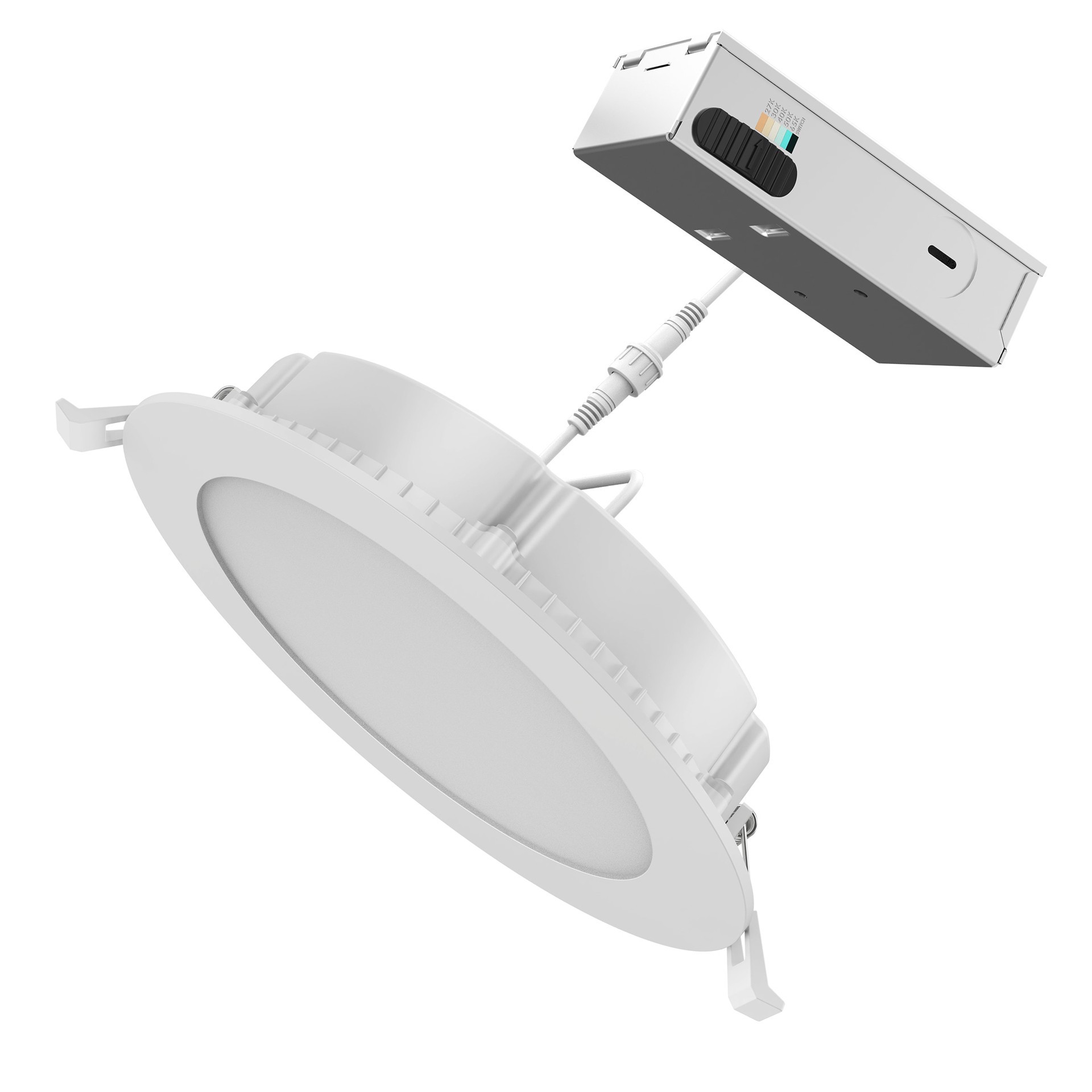 slide 2 of 6, Utilitech Motion Battery White 6-in 850 -Lumens Switchable white Round Dimmable LED Canless Wet rated Recessed Downlight, 1 ct