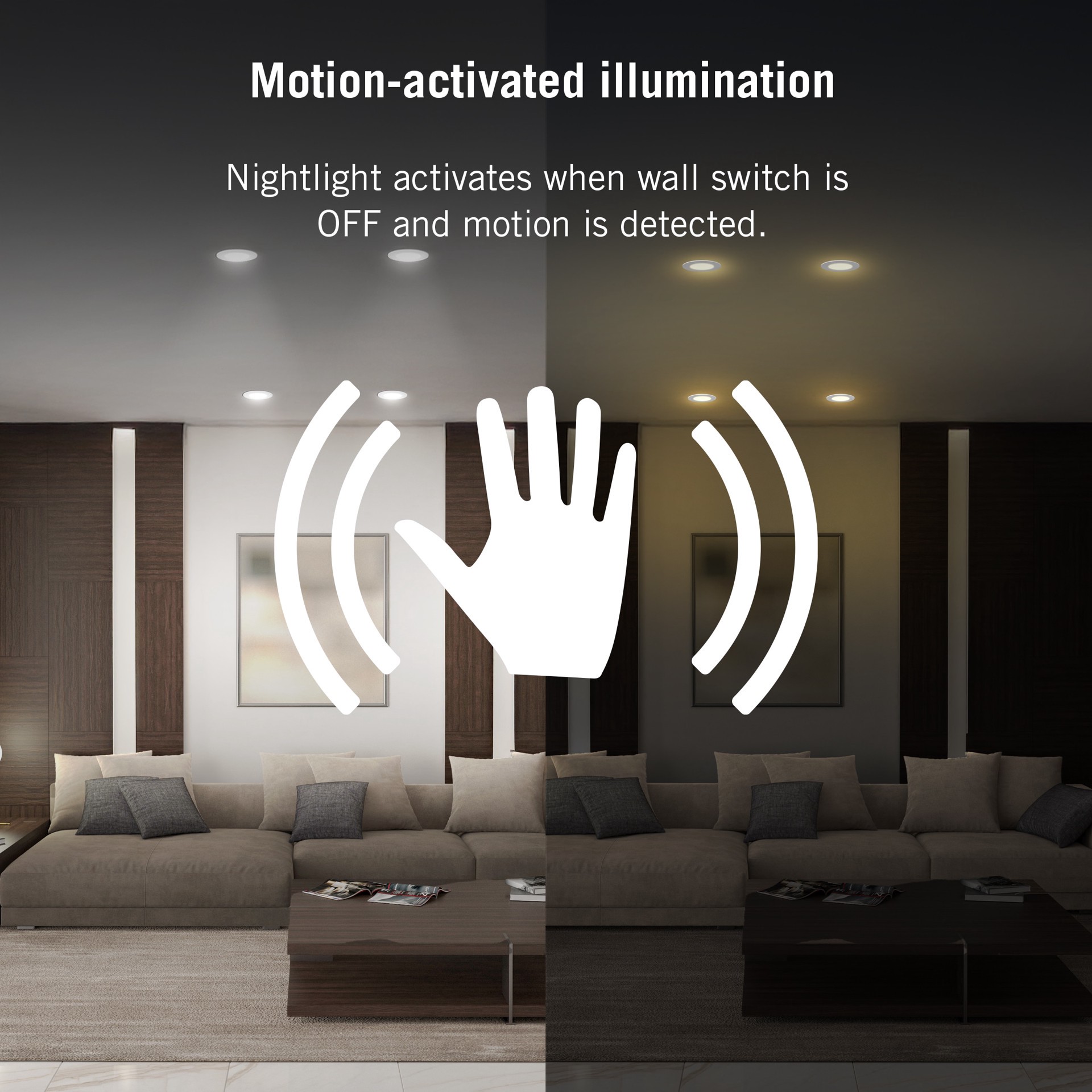 slide 4 of 6, Utilitech Motion Battery White 6-in 850 -Lumens Switchable white Round Dimmable LED Canless Wet rated Recessed Downlight, 1 ct