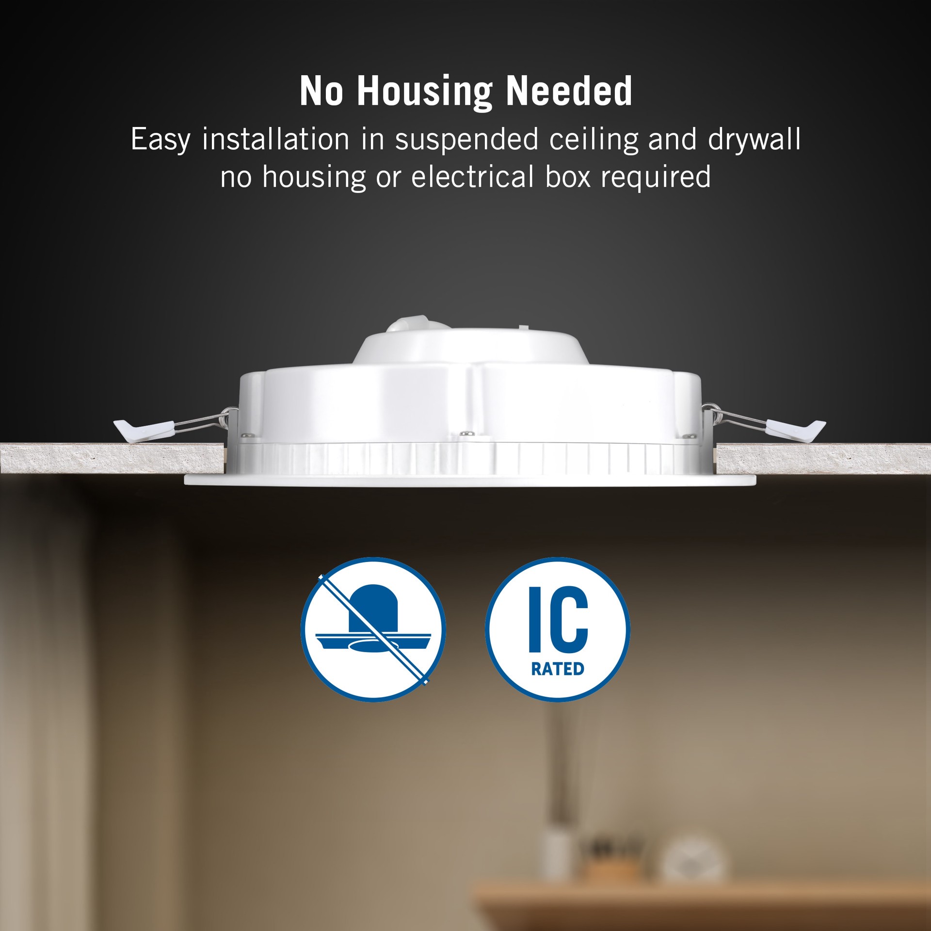 slide 5 of 6, Utilitech Motion Battery White 6-in 850 -Lumens Switchable white Round Dimmable LED Canless Wet rated Recessed Downlight, 1 ct