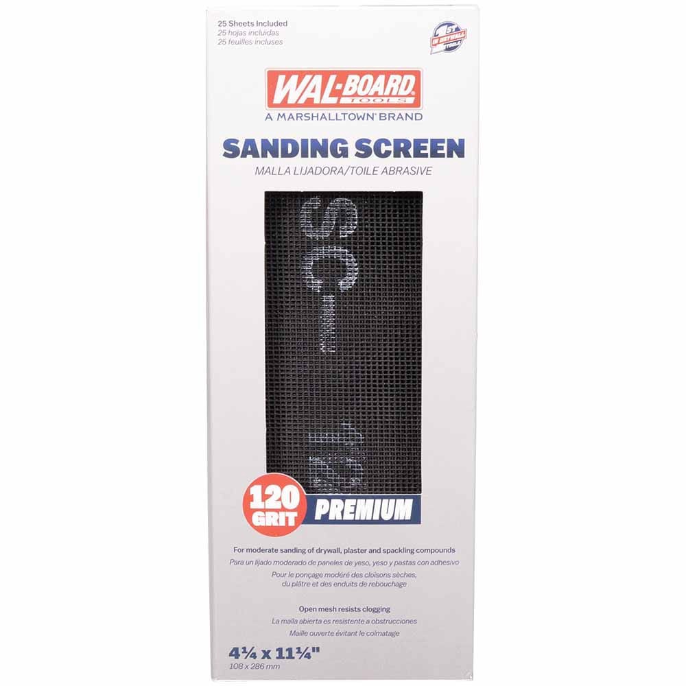 slide 1 of 6, WAL-BOARD TOOLS Precut Drywall Sanding Screen Medium 120 -Grit Screen Sandpaper 4.19-in W x 11.25-in L 25 -Pack, 1 ct