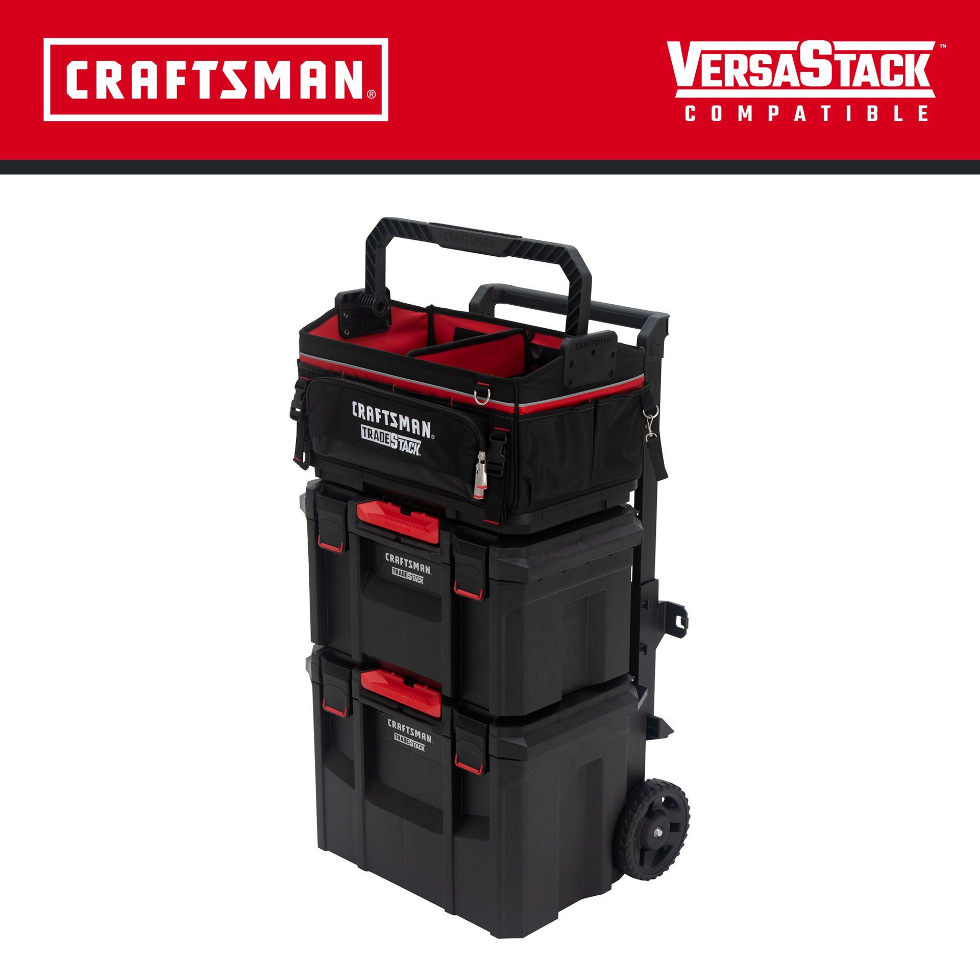 slide 2 of 6, CRAFTSMAN TRADESTACK 22.5-in W x 39.19-in H x 18.13-in D Black Plastic Rolling Tool Box, 1 ct