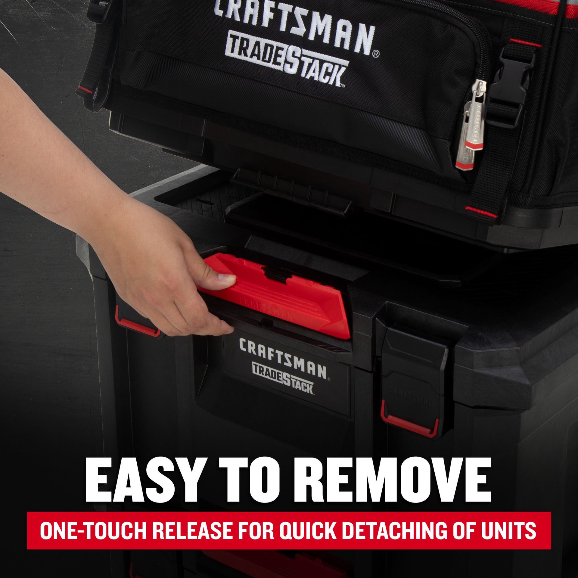 slide 6 of 6, CRAFTSMAN TRADESTACK 22.5-in W x 39.19-in H x 18.13-in D Black Plastic Rolling Tool Box, 1 ct