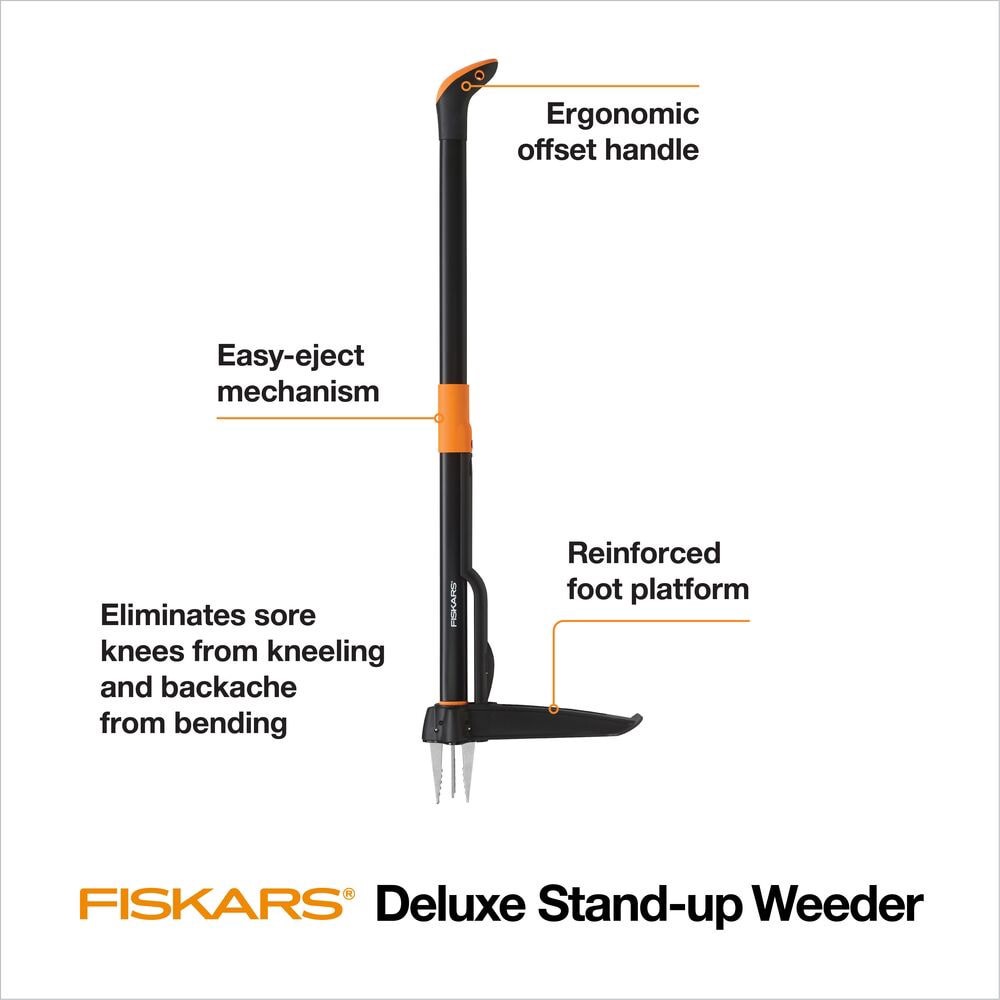 slide 2 of 6, Fiskars Deluxe 4 Claw with Eject Long-handle tool Weeder, 1 ct