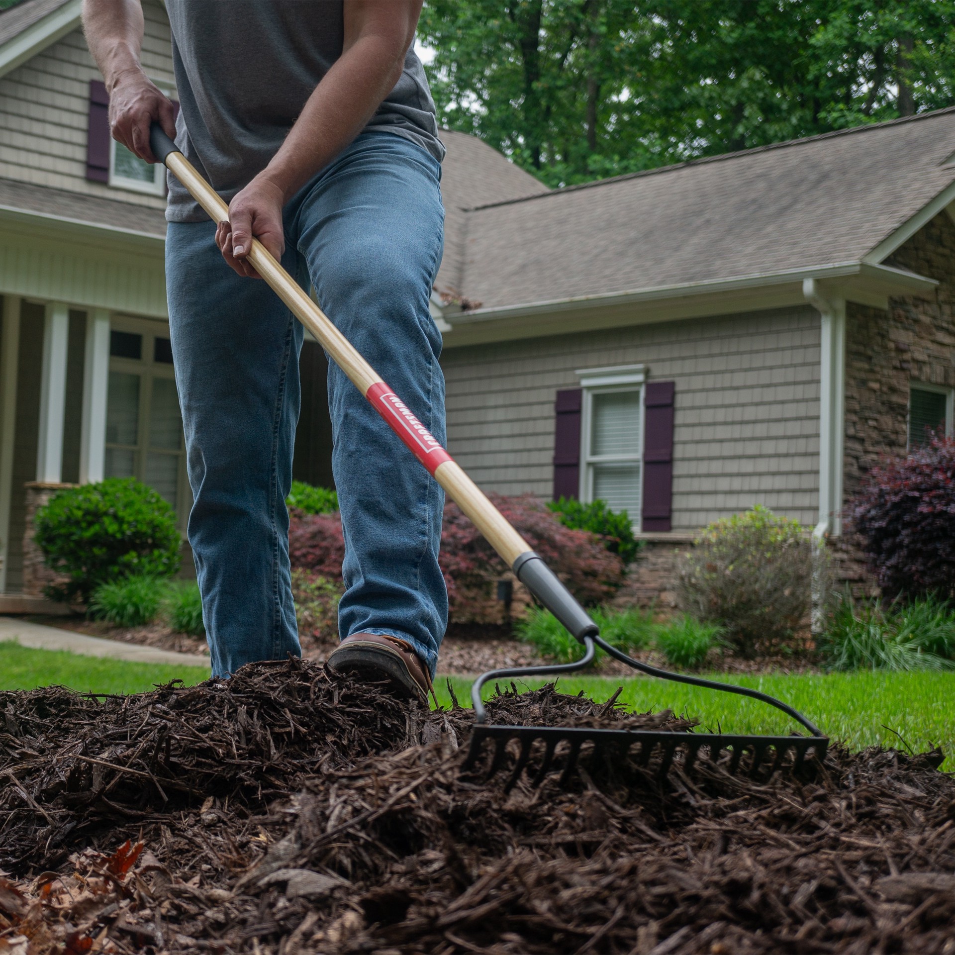 slide 5 of 6, CRAFTSMAN 15-in Welded steel Lawn rake with Wood Handle, 1 ct