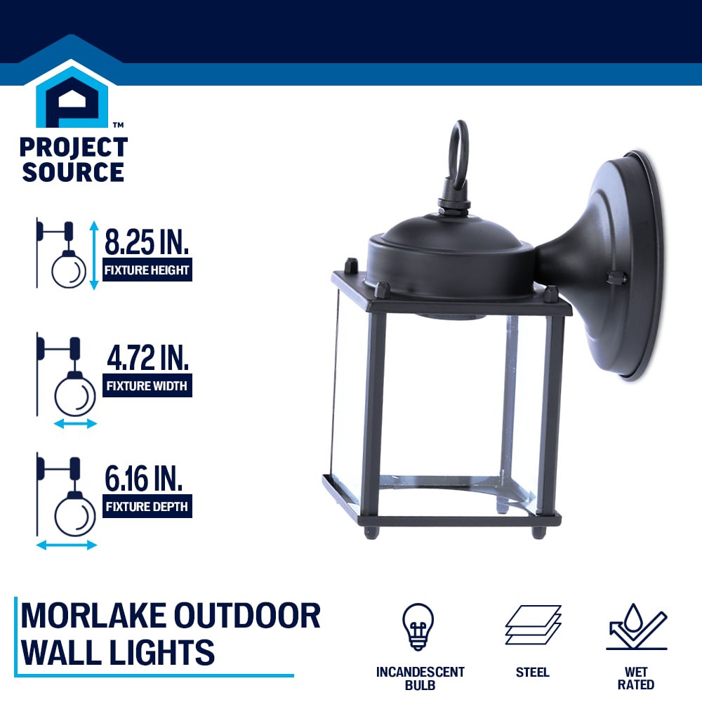 slide 6 of 6, Project Source Morlake 1 -Light 8.25-in H Matte Black Hardwired Outdoor Wall Light, 1 ct
