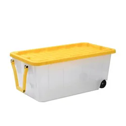 Project Source Commander X-large 40.0 -Gallons ( 160.0 -Quarts ) Clear Heavy Duty Rolling Stackable Tote with Standard Snap Lid