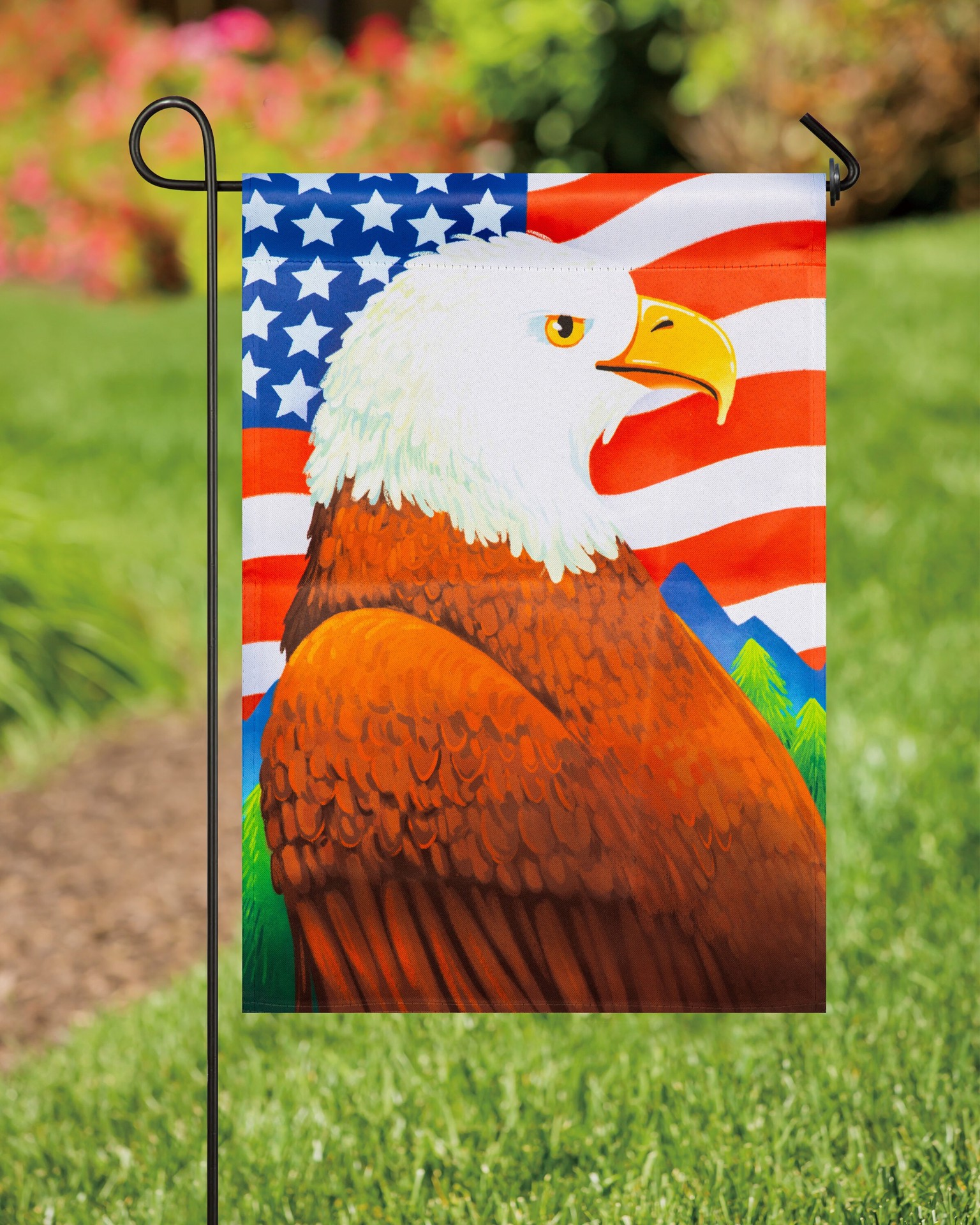 slide 4 of 6, Style Selections 1-ft W x 1.5-ft H Patriotic Garden flag, 1 ct
