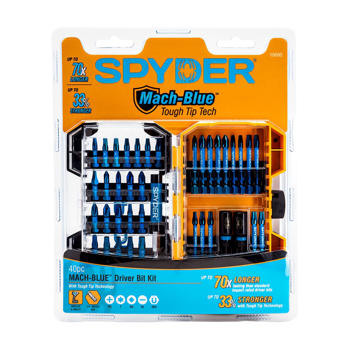 slide 1 of 5, Spyder Mach-Blue 1/4-in x Impact Driver Bit 40 -Piece, 1 ct