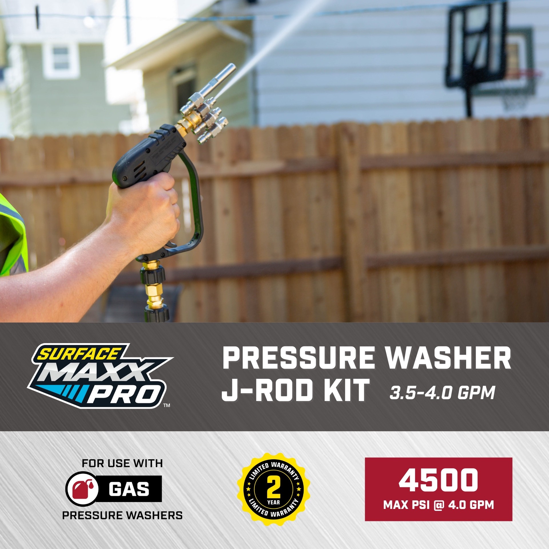 slide 2 of 6, SurfaceMaxx PRO 4500-PSI 1/4-in J-rod nozzle, 1 ct