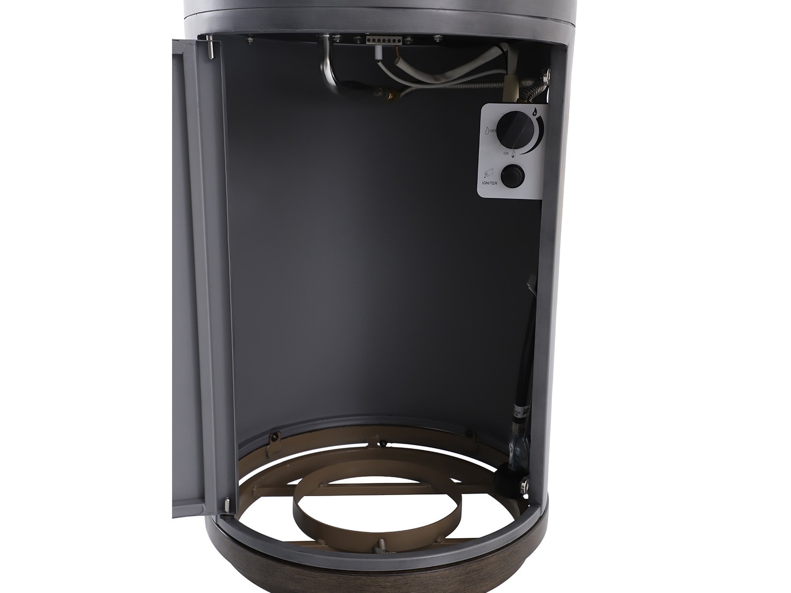 slide 5 of 6, allen + roth 16.93-in W 40000 Maximum BTUs Steel Round Portable Liquid propane Fire column, 1 ct