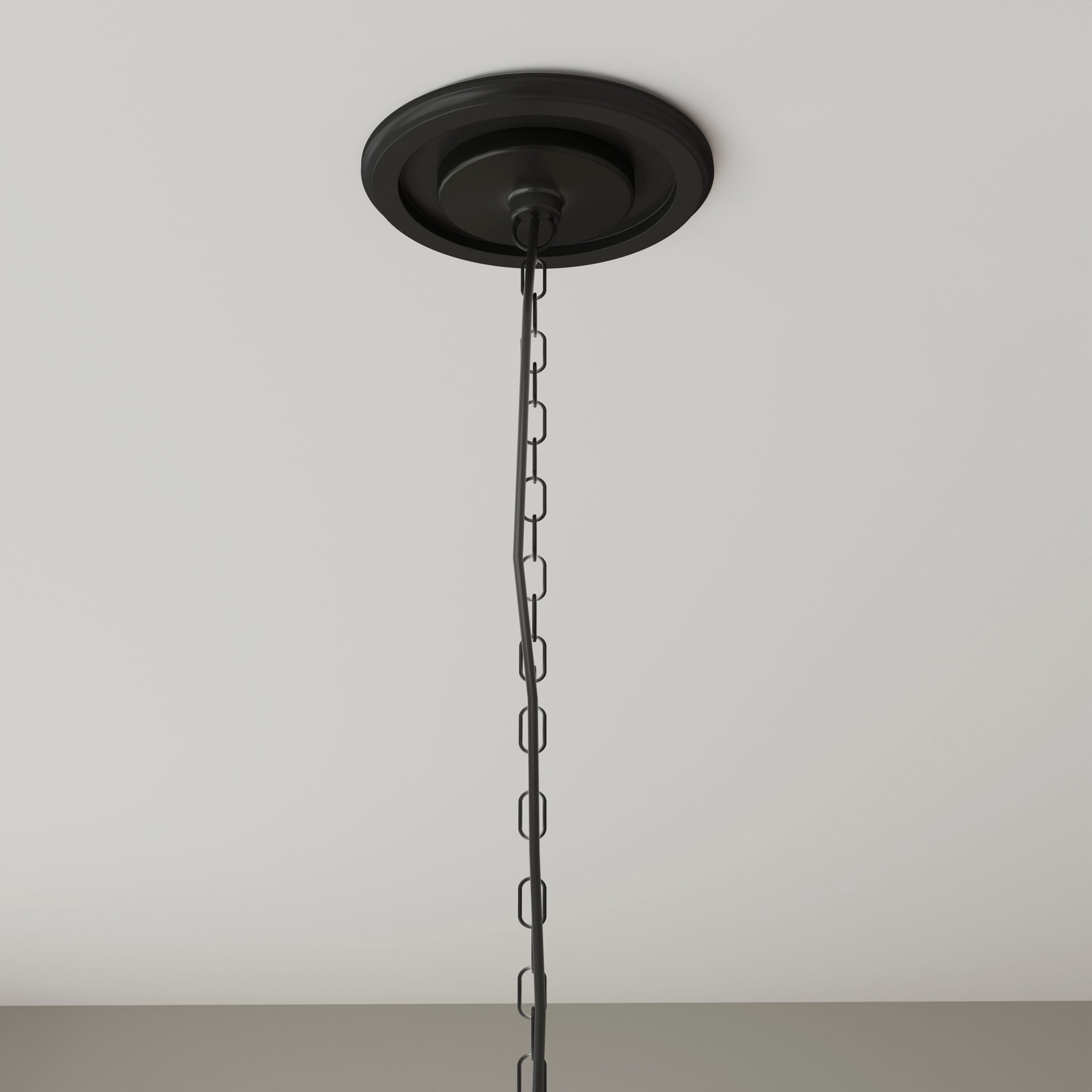 slide 4 of 6, allen + roth 8-in W x 8-in L Modern Painted Matte Black Composite Whole Ceiling Medallion, 1 ct