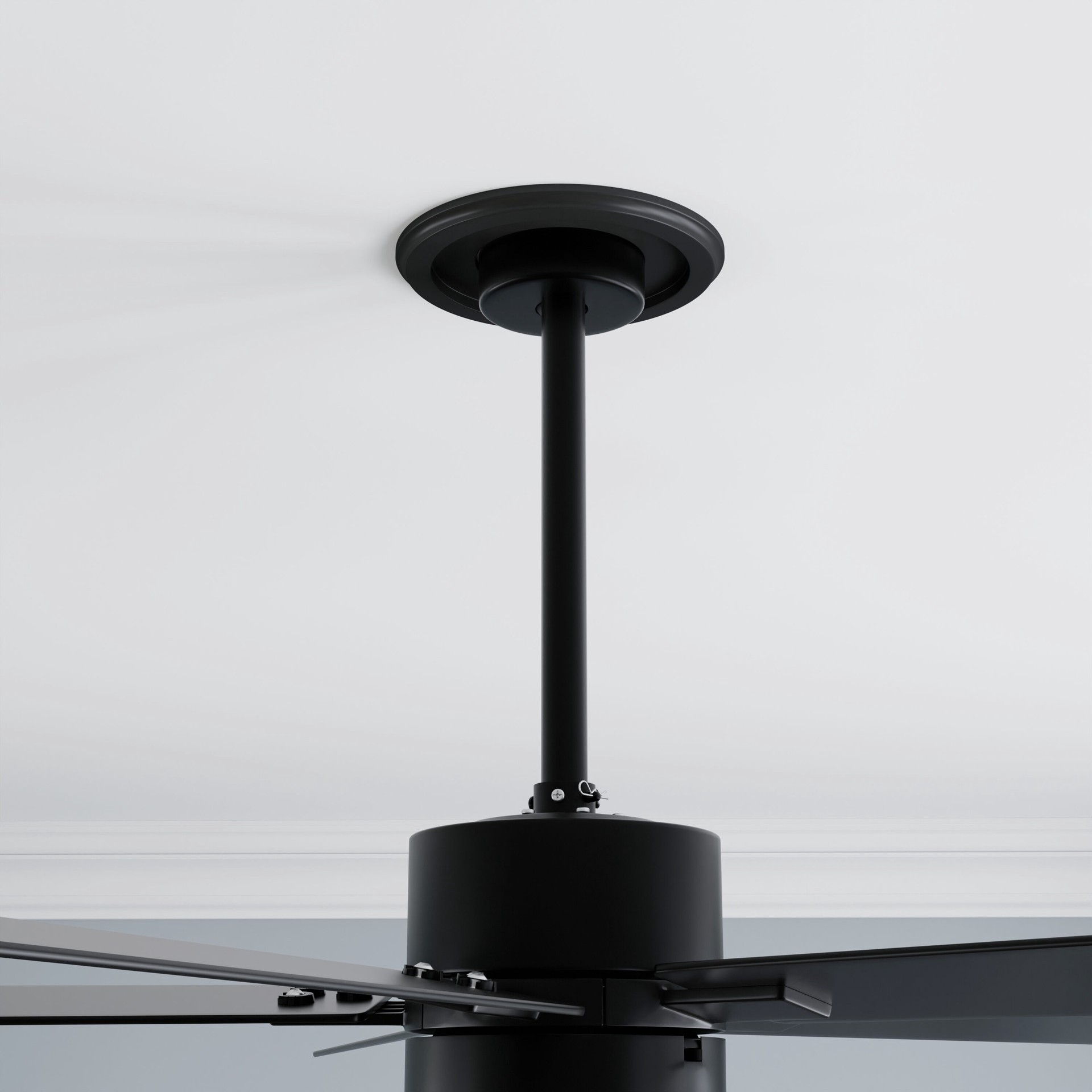 slide 5 of 6, allen + roth 8-in W x 8-in L Modern Painted Matte Black Composite Whole Ceiling Medallion, 1 ct