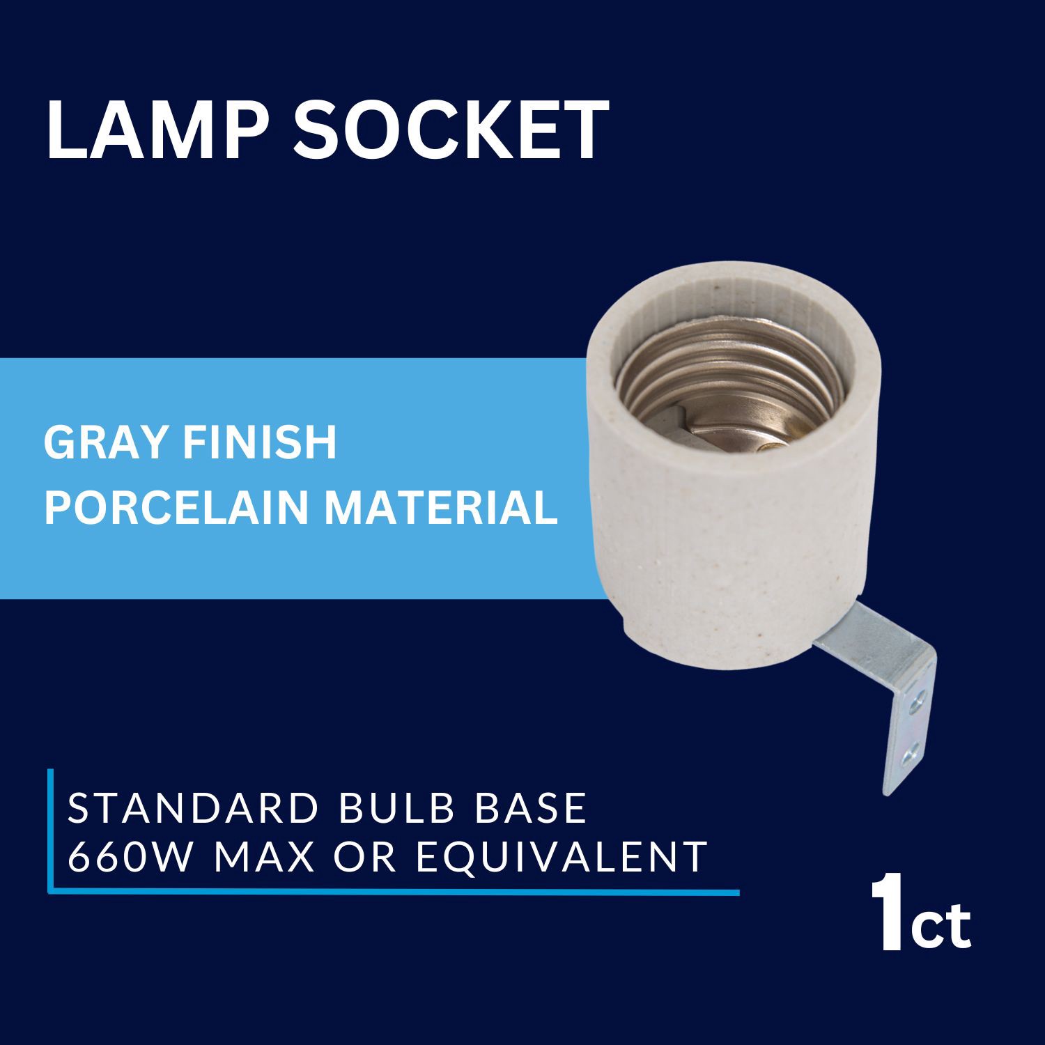 slide 5 of 5, Project Source 660 -Watt Porcelain Keyless Lamp Socket , Gray, 1 ct