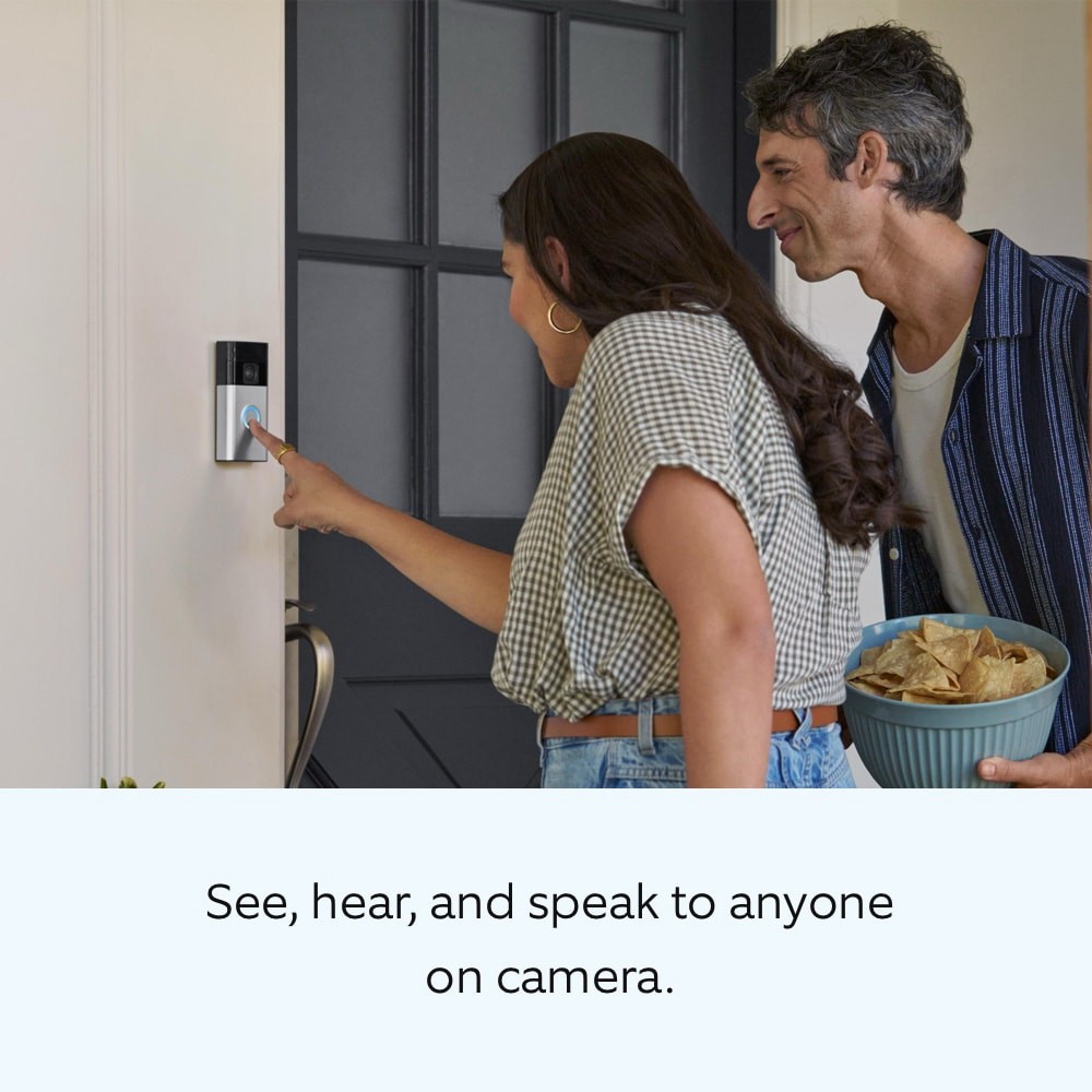slide 4 of 6, Ring Battery Doorbell with Head-to-Toe HD Video, Live View with Two-Way Talk, and Motion Detection & Alerts, Satin Nickel, 1 ct