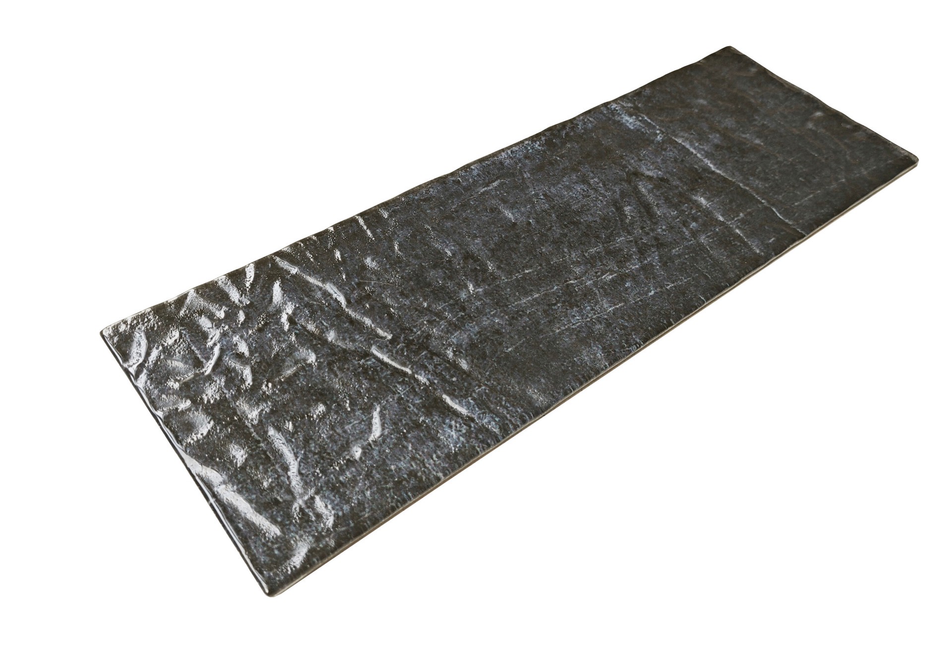 slide 3 of 6, LuxySplash Esli Weathered Black 4-in x 12-in Multi-finish Glass Subway Wall Tile ( 1.0-sq ft Carton ), 1 ct
