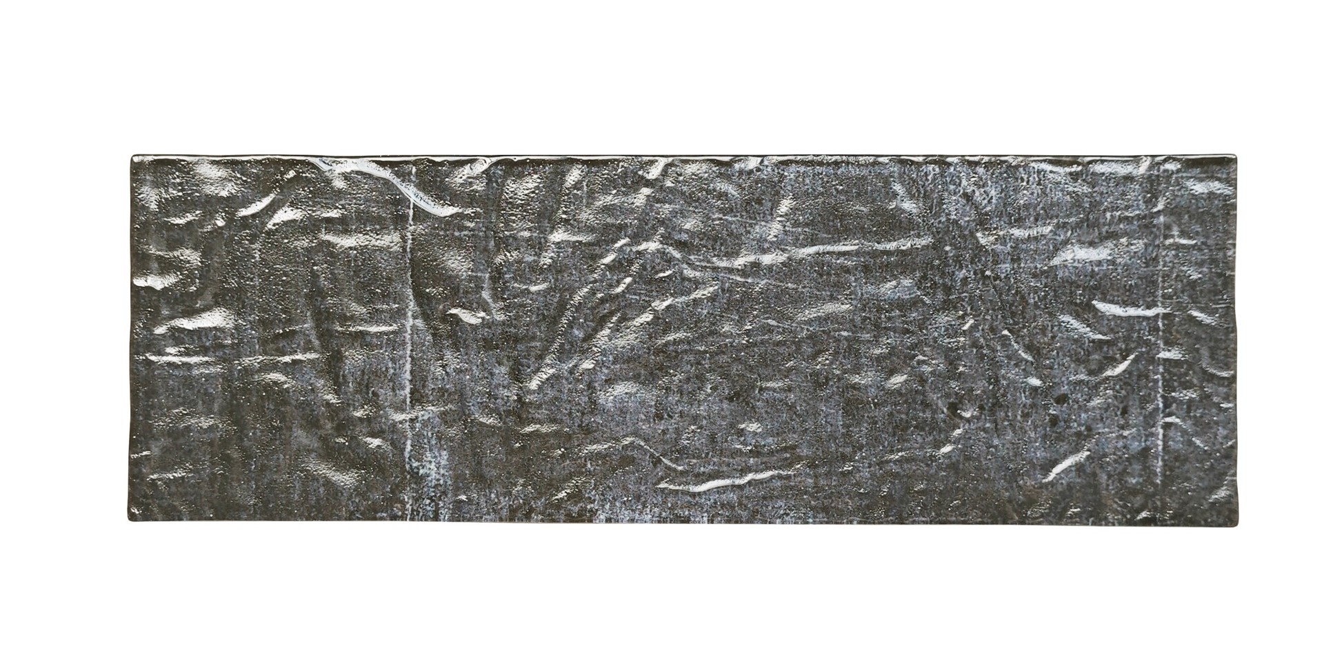 slide 4 of 6, LuxySplash Esli Weathered Black 4-in x 12-in Multi-finish Glass Subway Wall Tile ( 1.0-sq ft Carton ), 1 ct