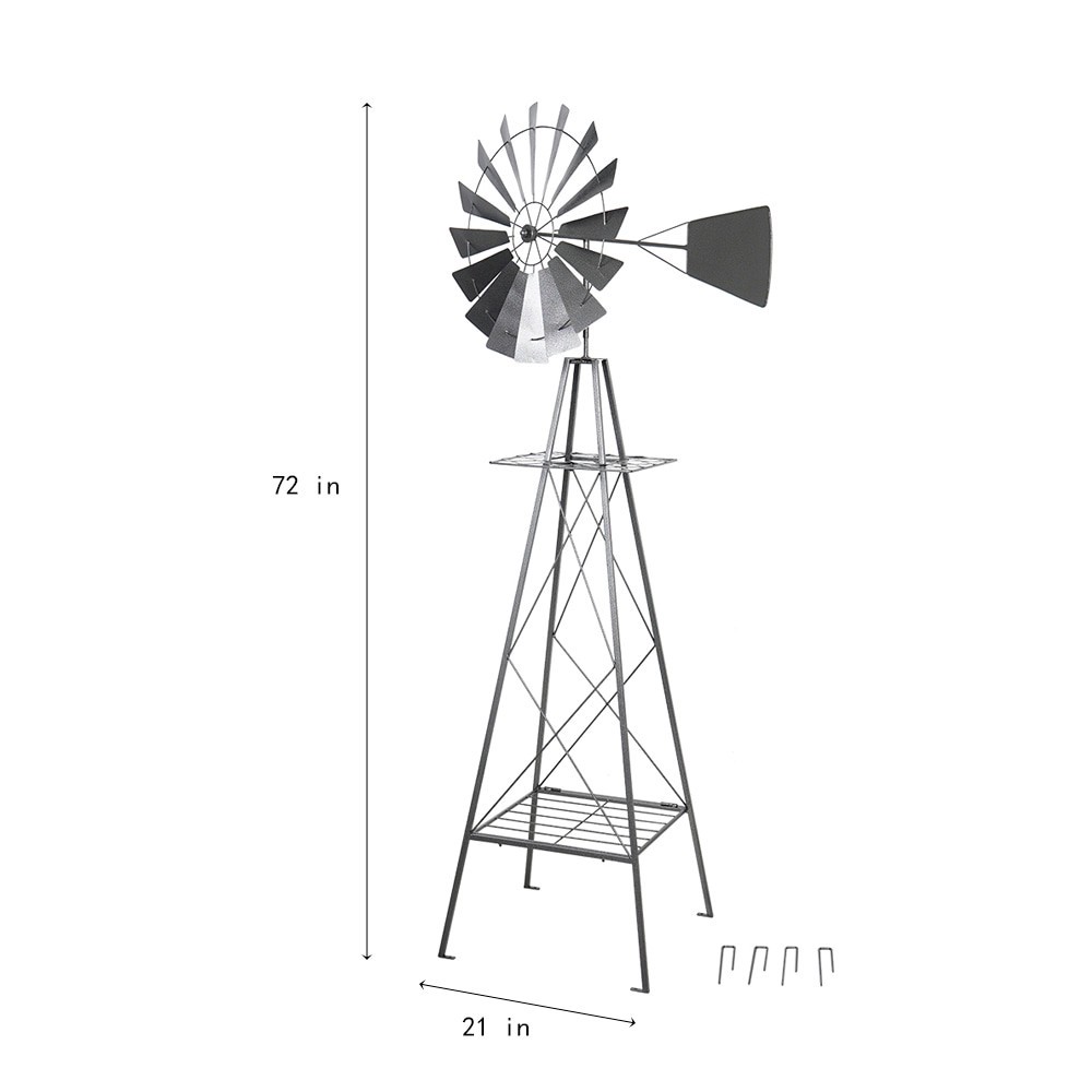 slide 3 of 6, Style Selections 72-in 16 -Blade Steel Decorative Windmill, 1 ct