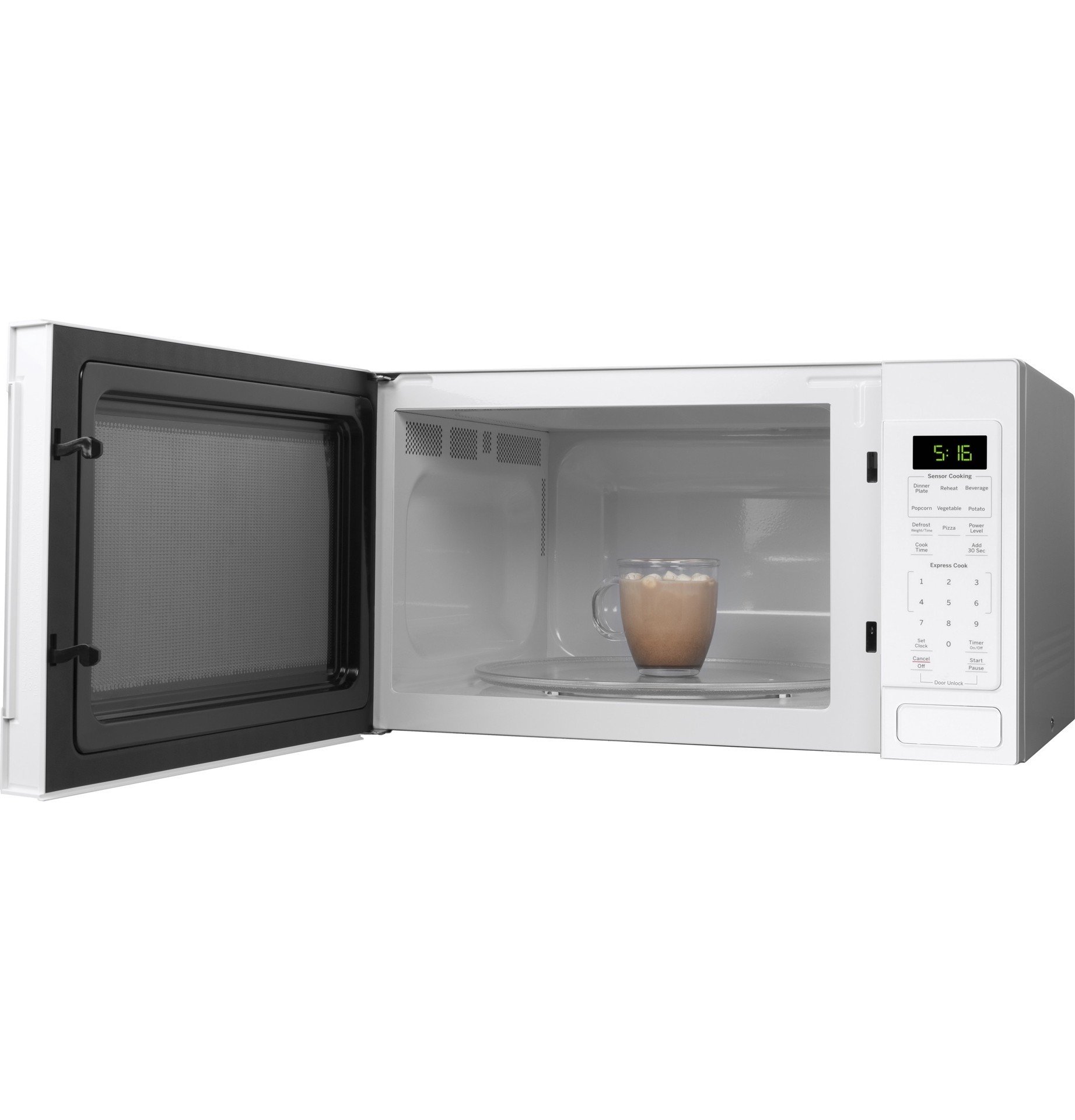 slide 2 of 6, GE 1.6-cu ft 1150 -Watt Countertop Microwave ( White ), 1 ct