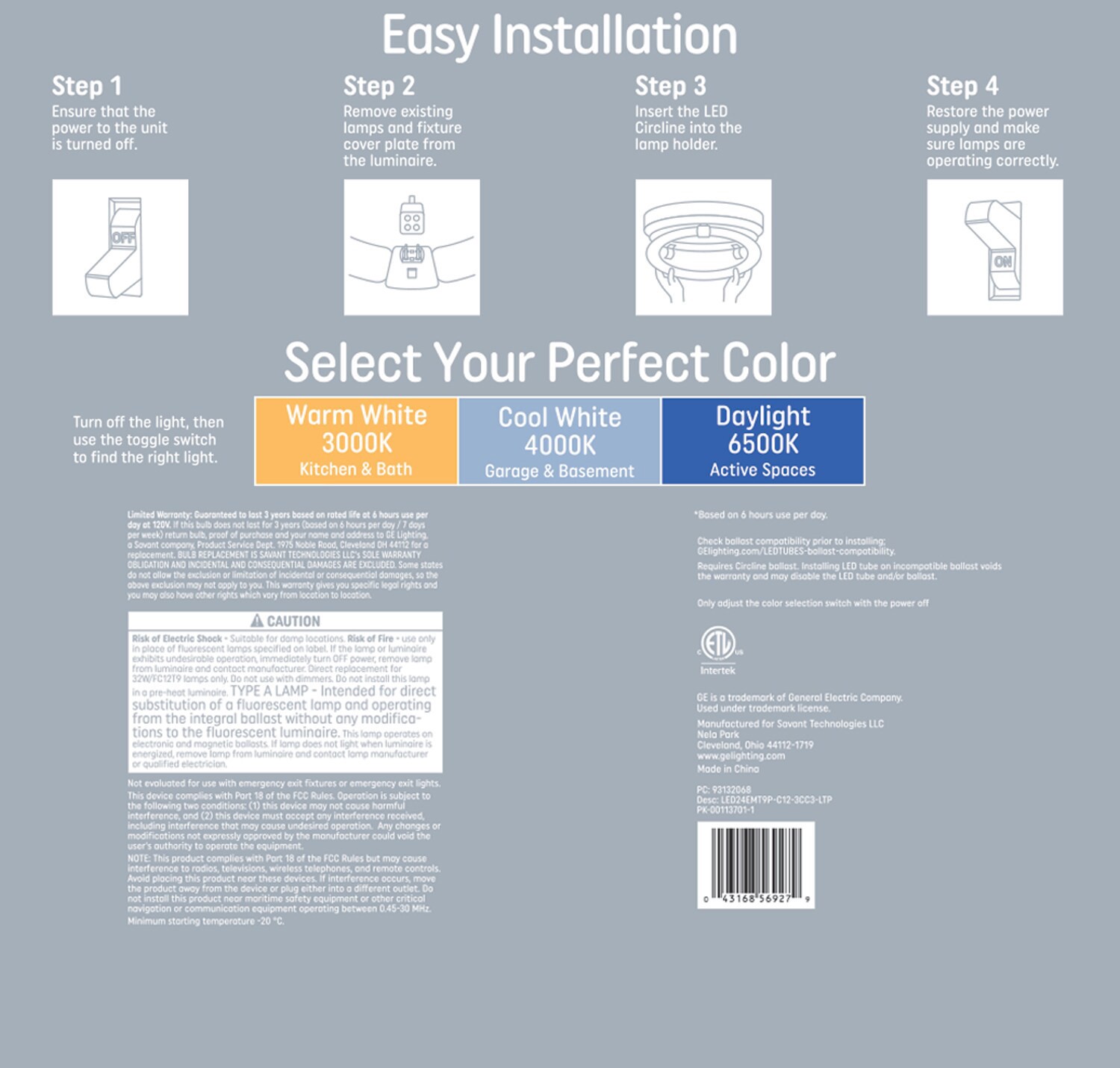 slide 5 of 6, GE Color Select Circline 12in 22W Replacement (1-Pack) 32 -Watt EQ T8 Cool white G13 LED Tube Light Bulb, 1 ct