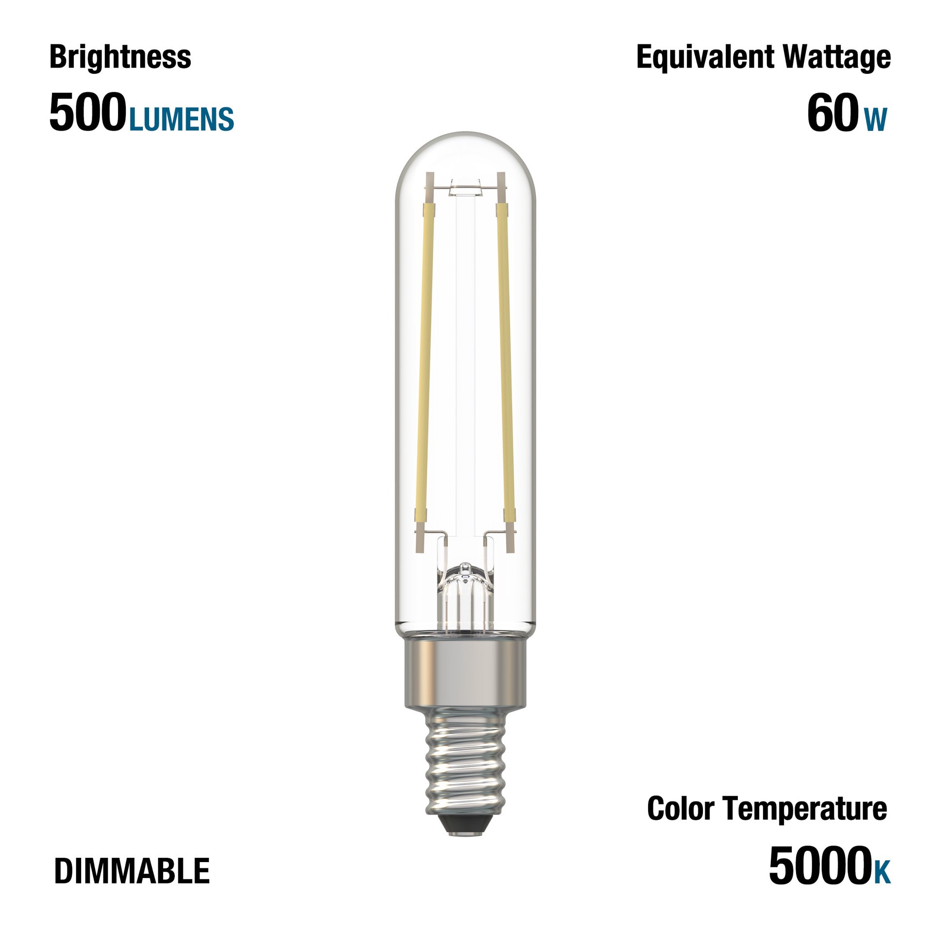 slide 6 of 6, Utilitech 60 -Watt EQ T6 Daylight Candelabra base (E-12) Dimmable LED General purpose Light Bulb 3 -Pack, 1 ct