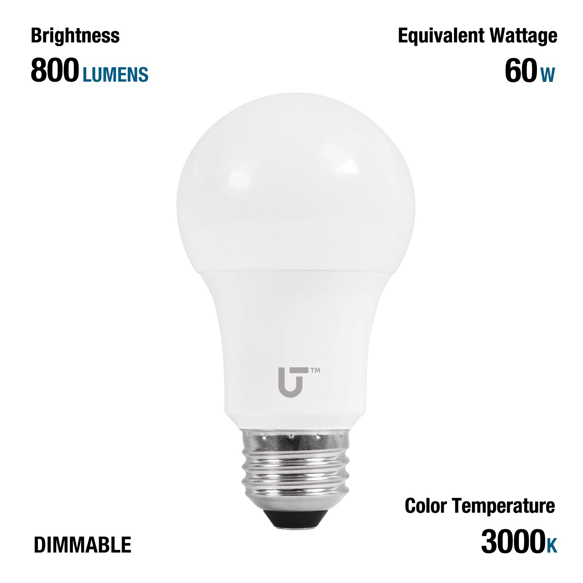 slide 6 of 6, Utilitech 60 -Watt EQ A19 Warm white Medium base (E-26) Dimmable LED General purpose Light Bulb 8 -Pack, 1 ct