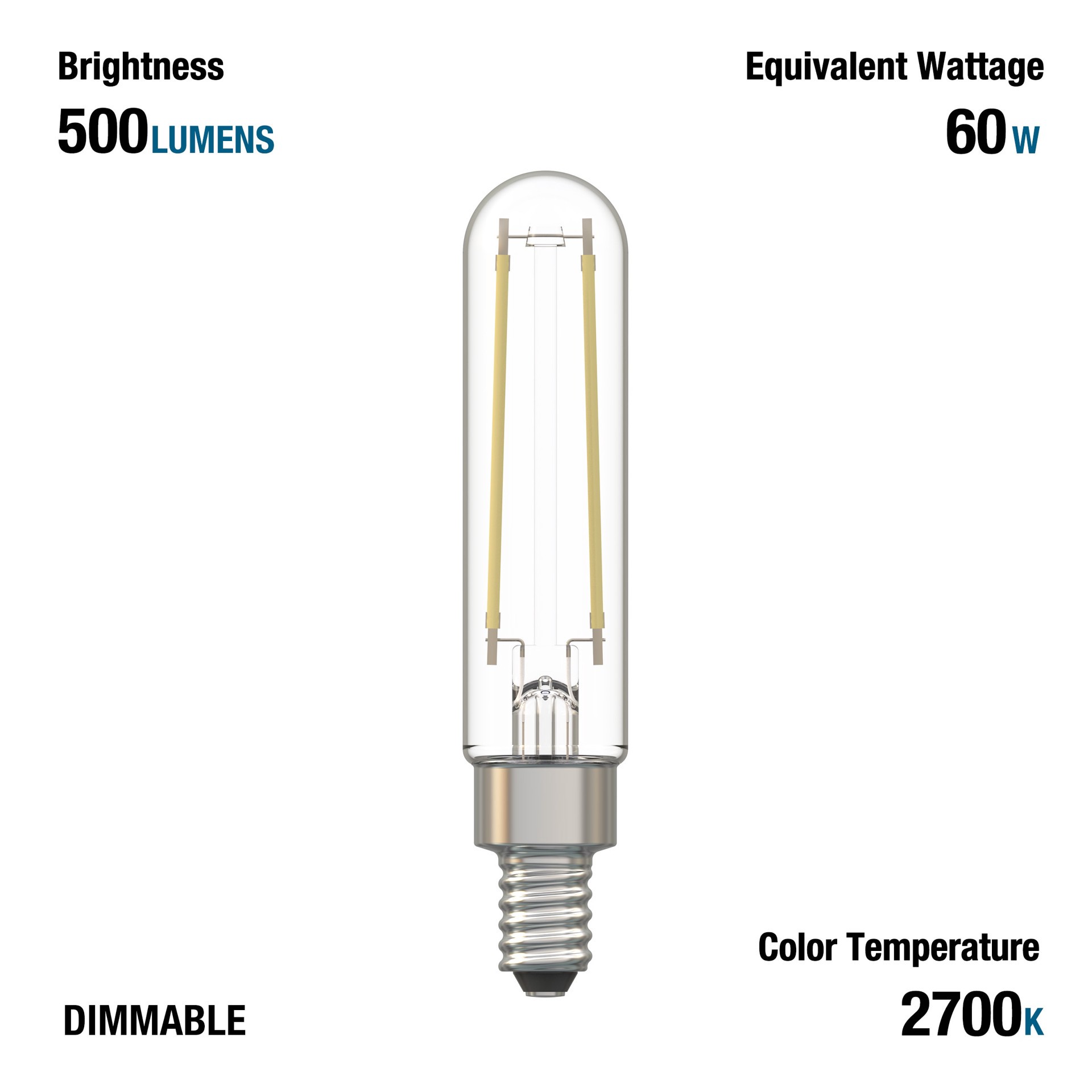 slide 6 of 6, Utilitech Clear Glass 60 -Watt EQ T6 Soft white Candelabra base (E-12) Dimmable LED General purpose Light Bulb 3 -Pack, 1 ct