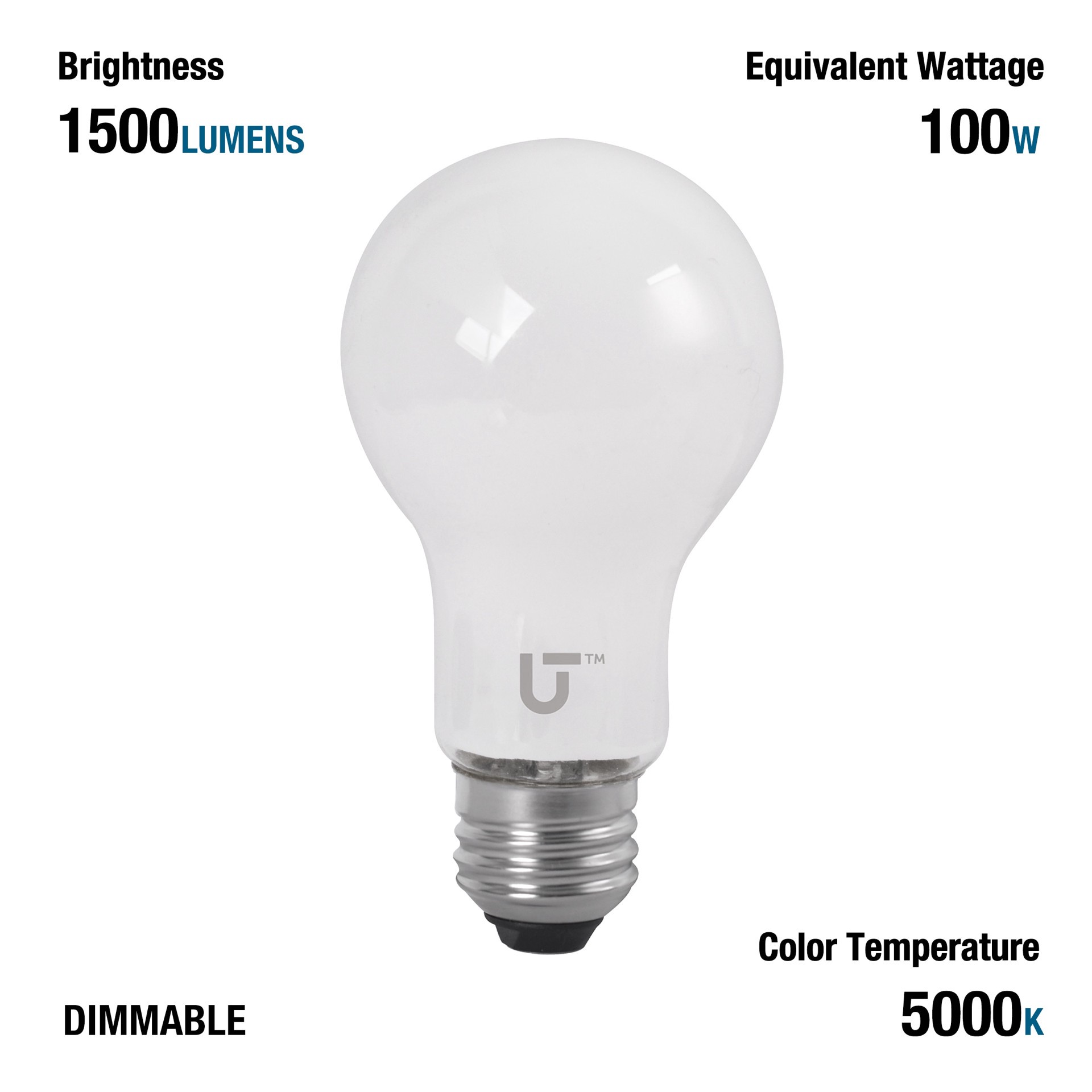 slide 6 of 6, Utilitech Frosted Glass 100 -Watt EQ A19 Daylight Medium base (E-26) Dimmable LED General purpose Light Bulb 2 -Pack, 1 ct