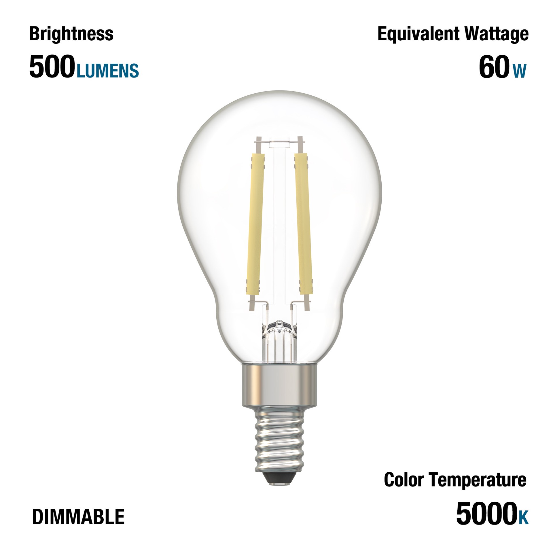slide 6 of 6, Utilitech 60 -Watt EQ A15 Daylight Candelabra base (E-12) Dimmable LED General purpose Light Bulb 3 -Pack, 1 ct